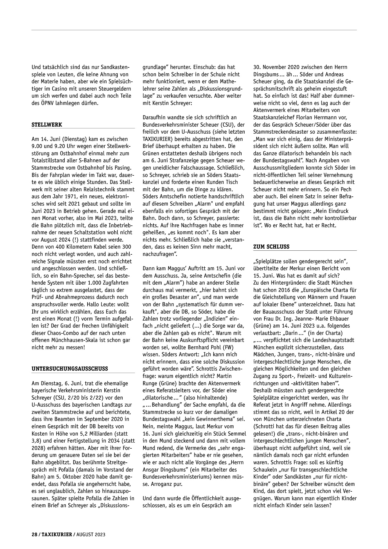Originalseite 28 der Ausgabe Taxikurier August 2023