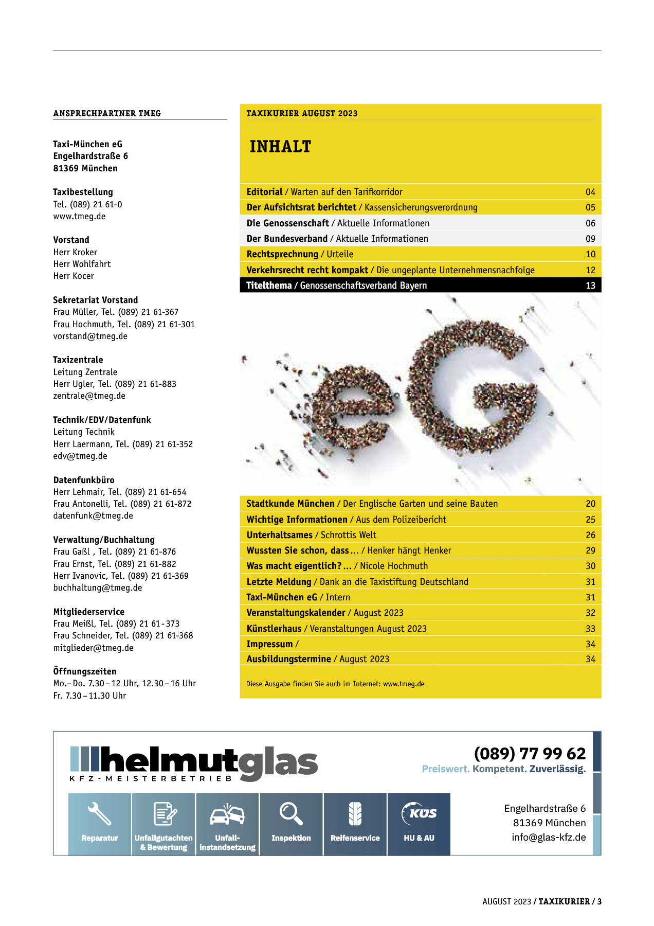 Originalseite 3 der Ausgabe Taxikurier August 2023