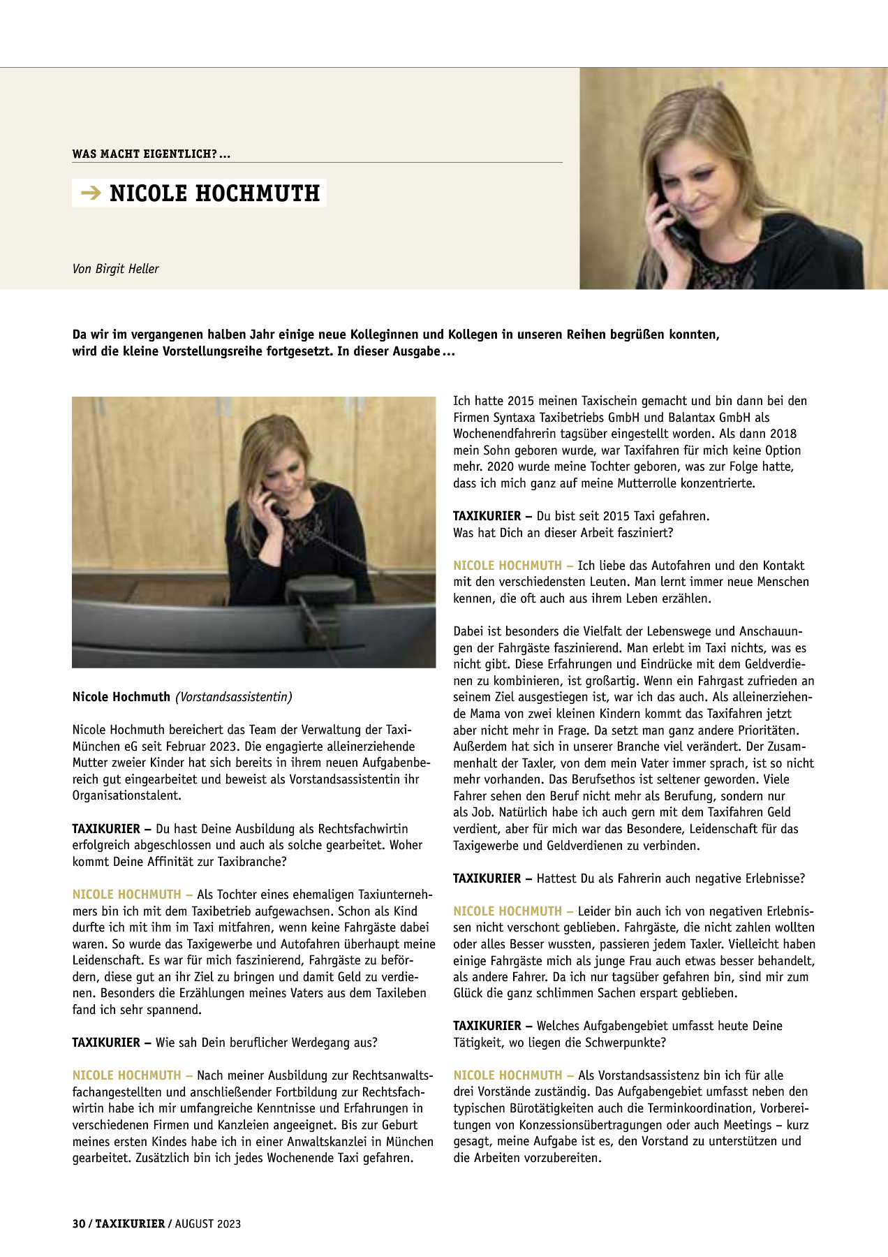 Originalseite 30 der Ausgabe Taxikurier August 2023