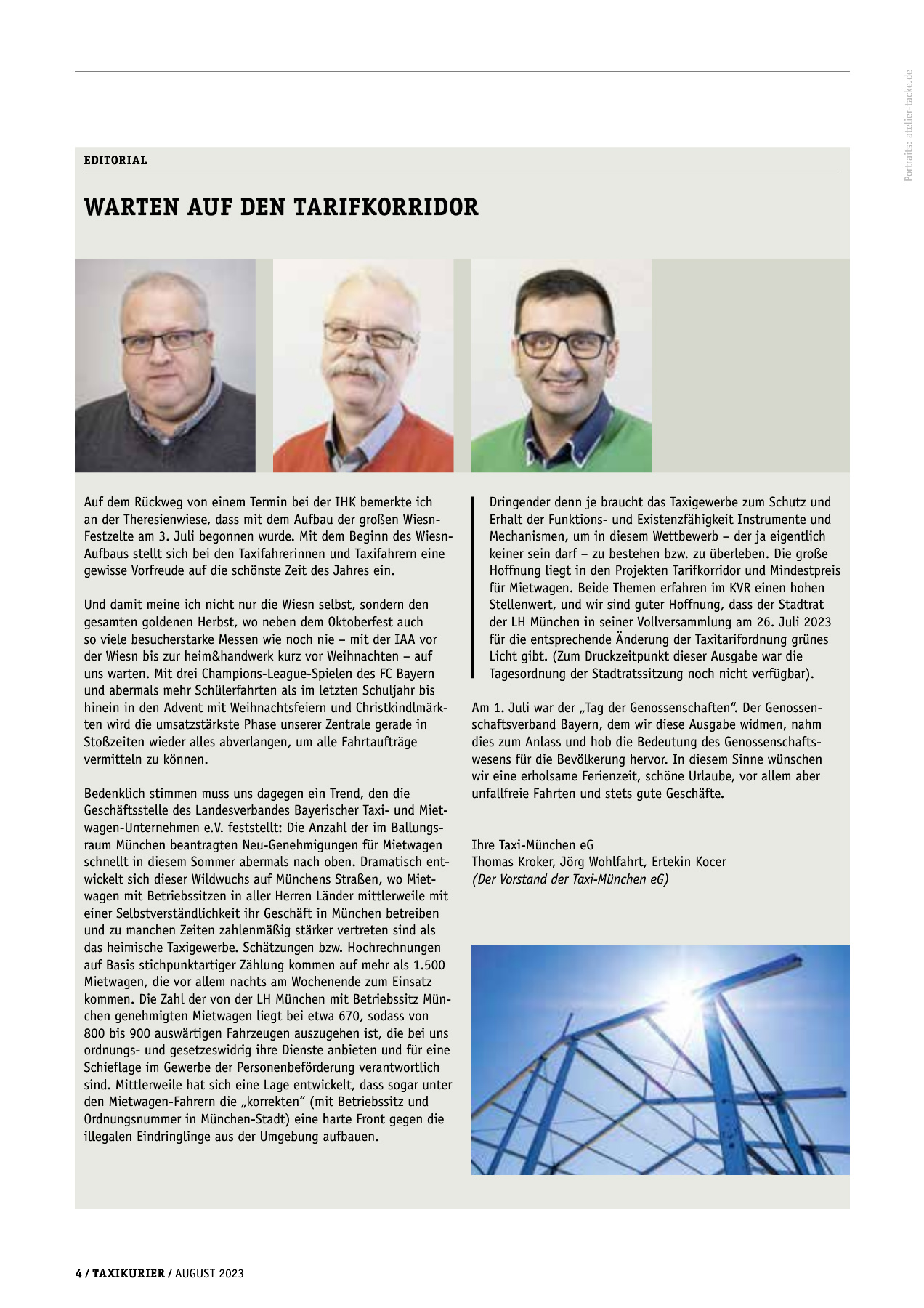 Originalseite 4 der Ausgabe Taxikurier August 2023