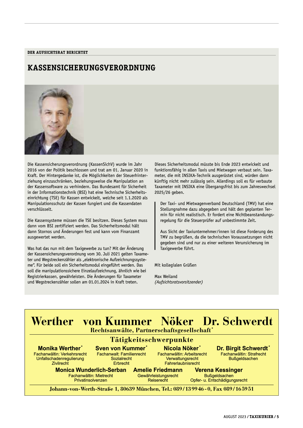 Originalseite 5 der Ausgabe Taxikurier August 2023