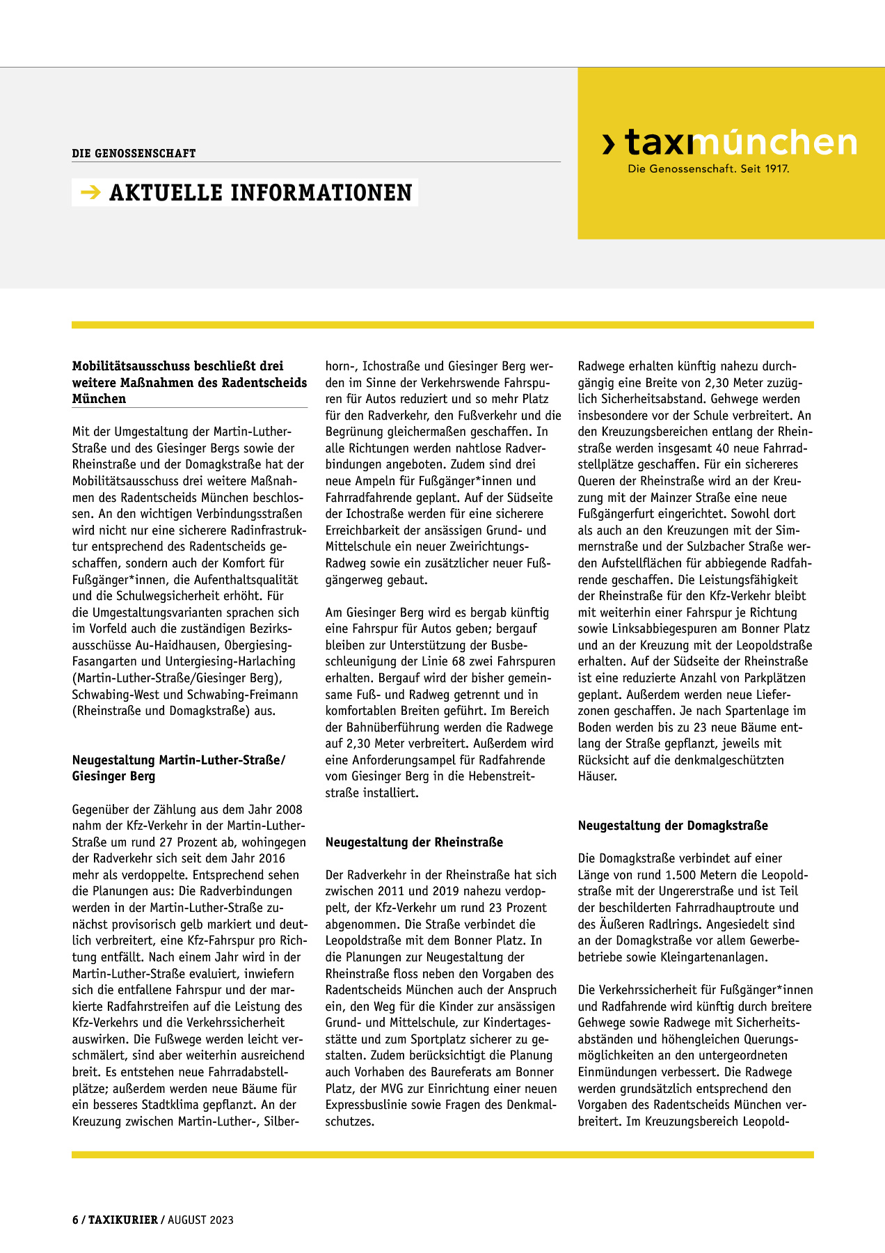 Originalseite 6 der Ausgabe Taxikurier August 2023