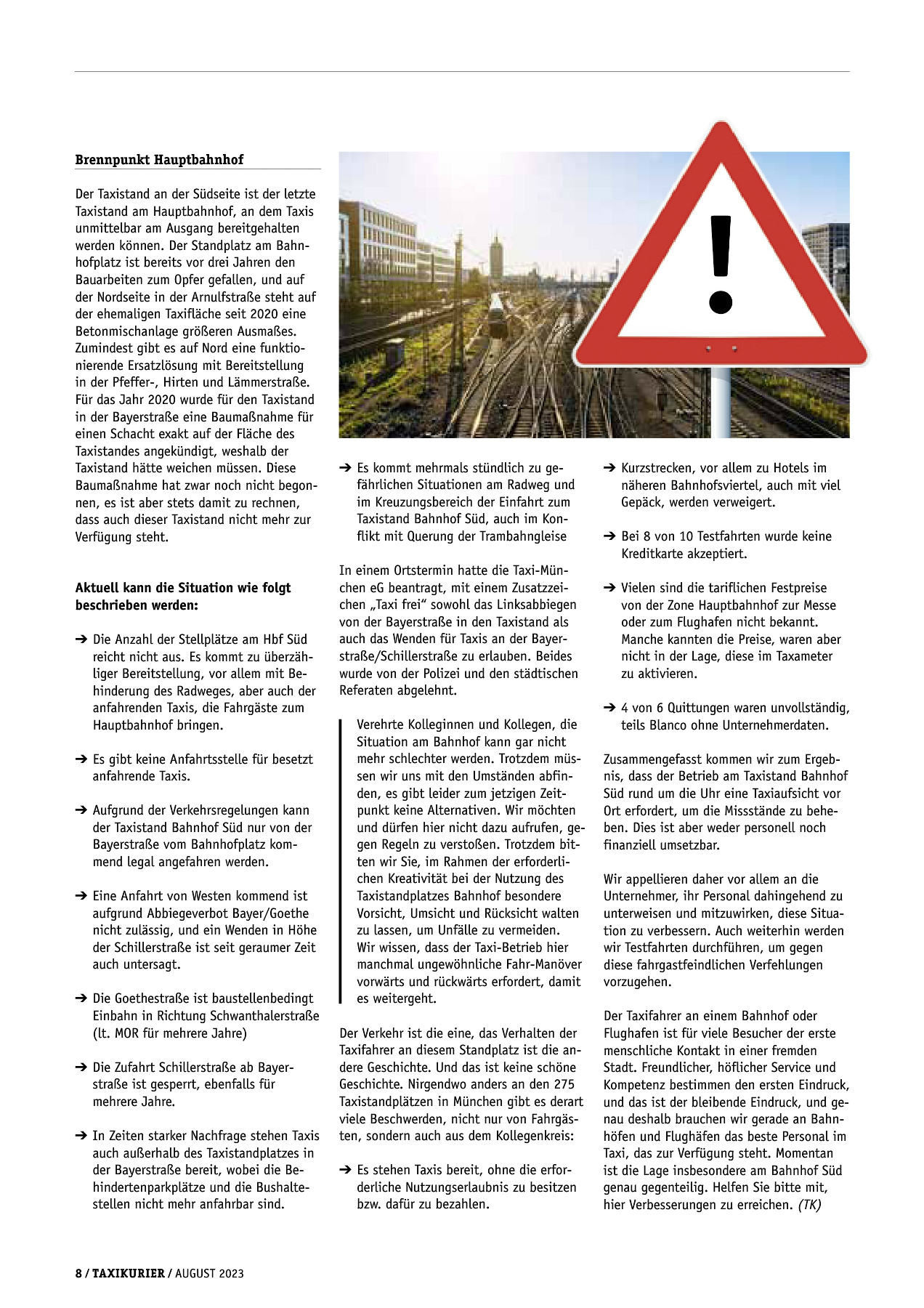 Originalseite 8 der Ausgabe Taxikurier August 2023