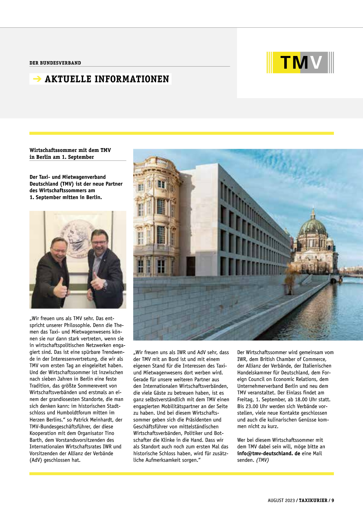 Originalseite 9 der Ausgabe Taxikurier August 2023