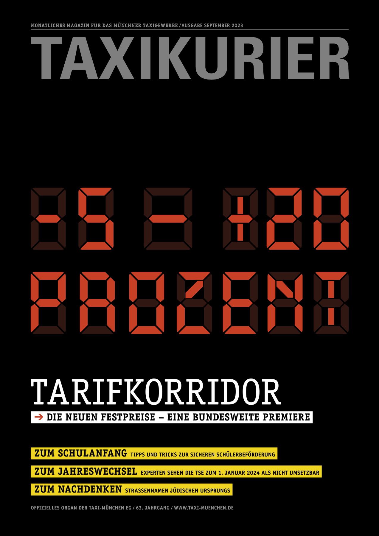 Originalseite 1 der Ausgabe Taxikurier September 2023