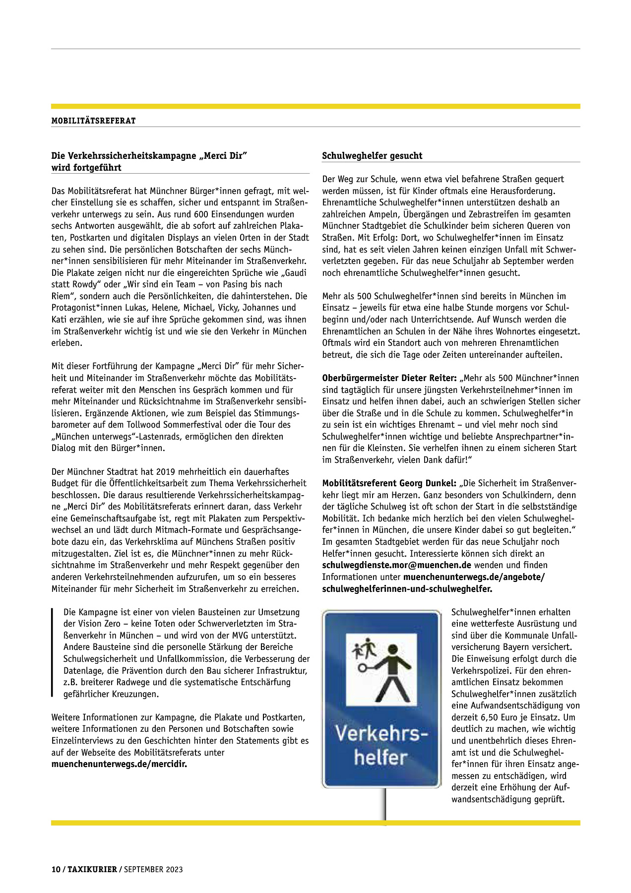 Originalseite 10 der Ausgabe Taxikurier September 2023