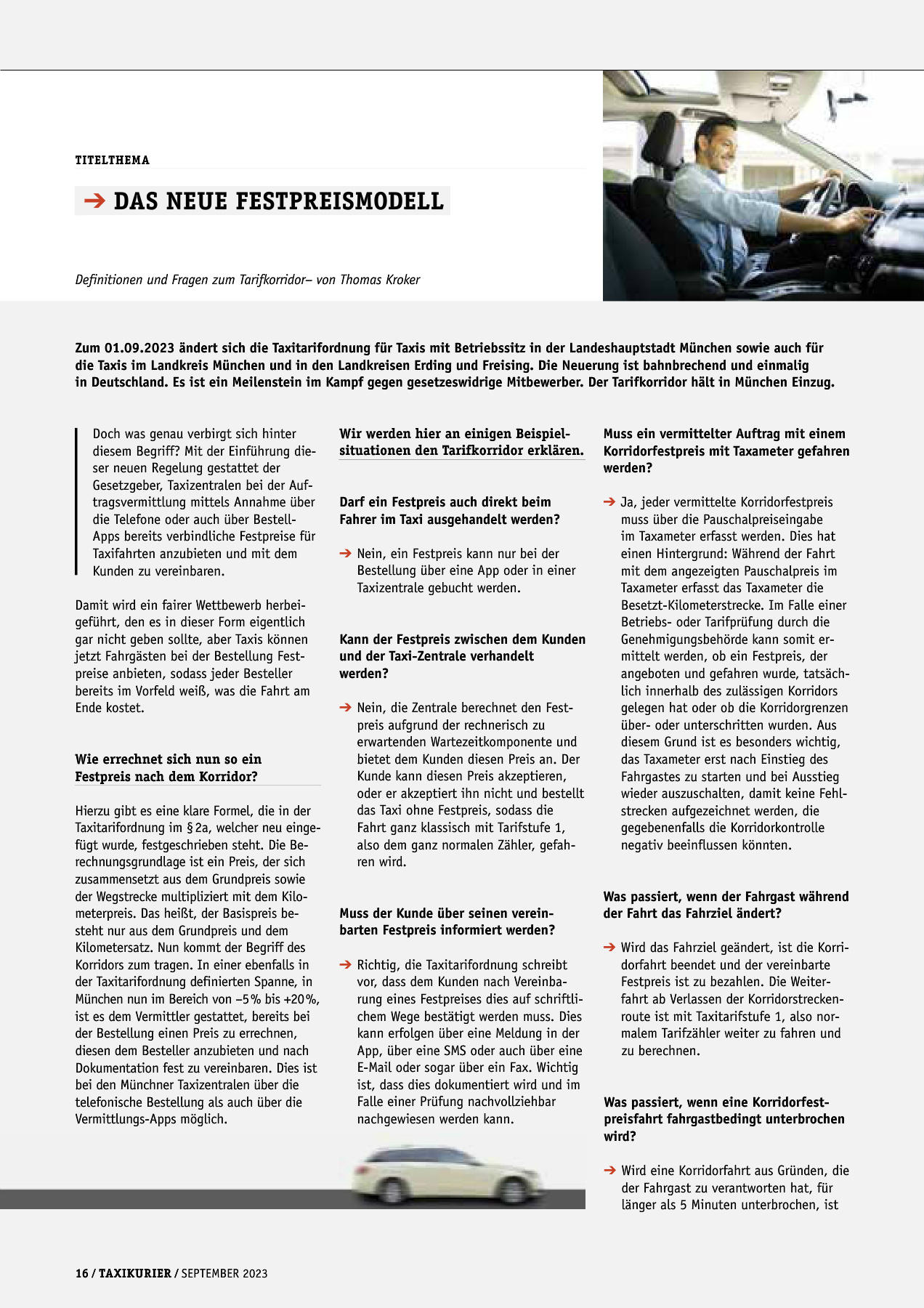 Originalseite 16 der Ausgabe Taxikurier September 2023
