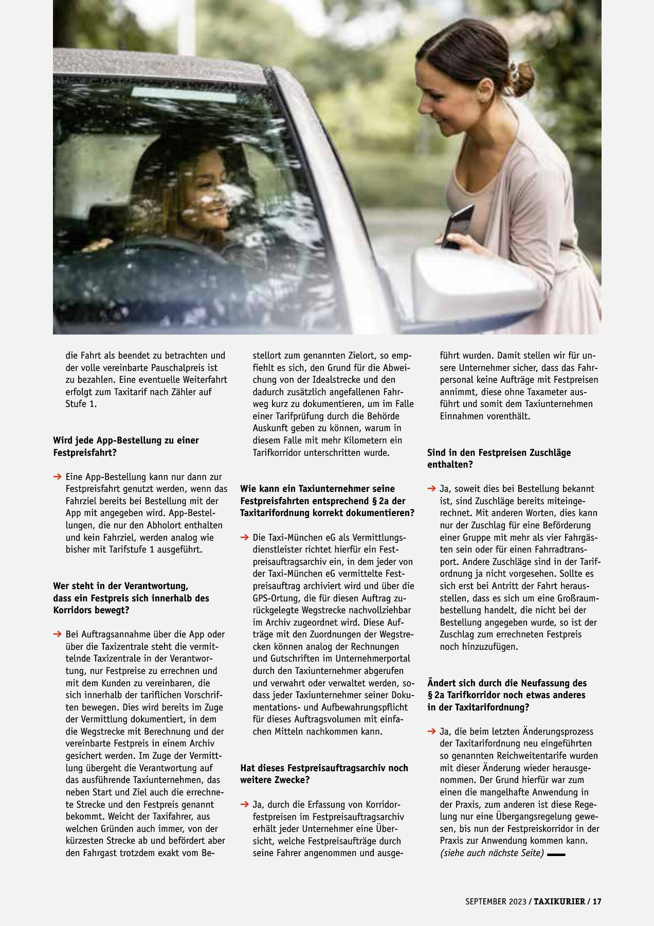Originalseite 17 der Ausgabe Taxikurier September 2023