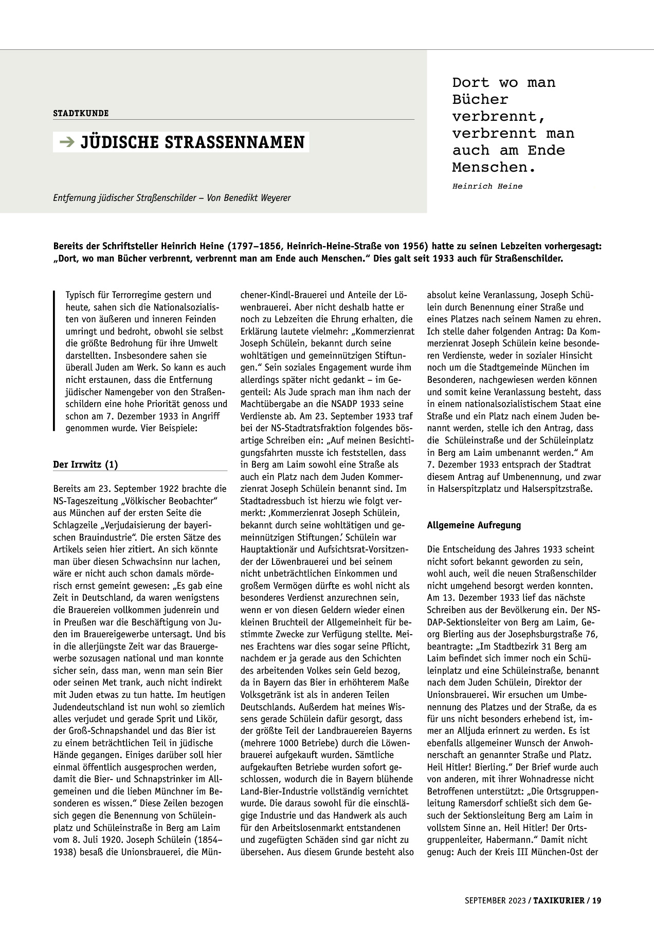Originalseite 19 der Ausgabe Taxikurier September 2023