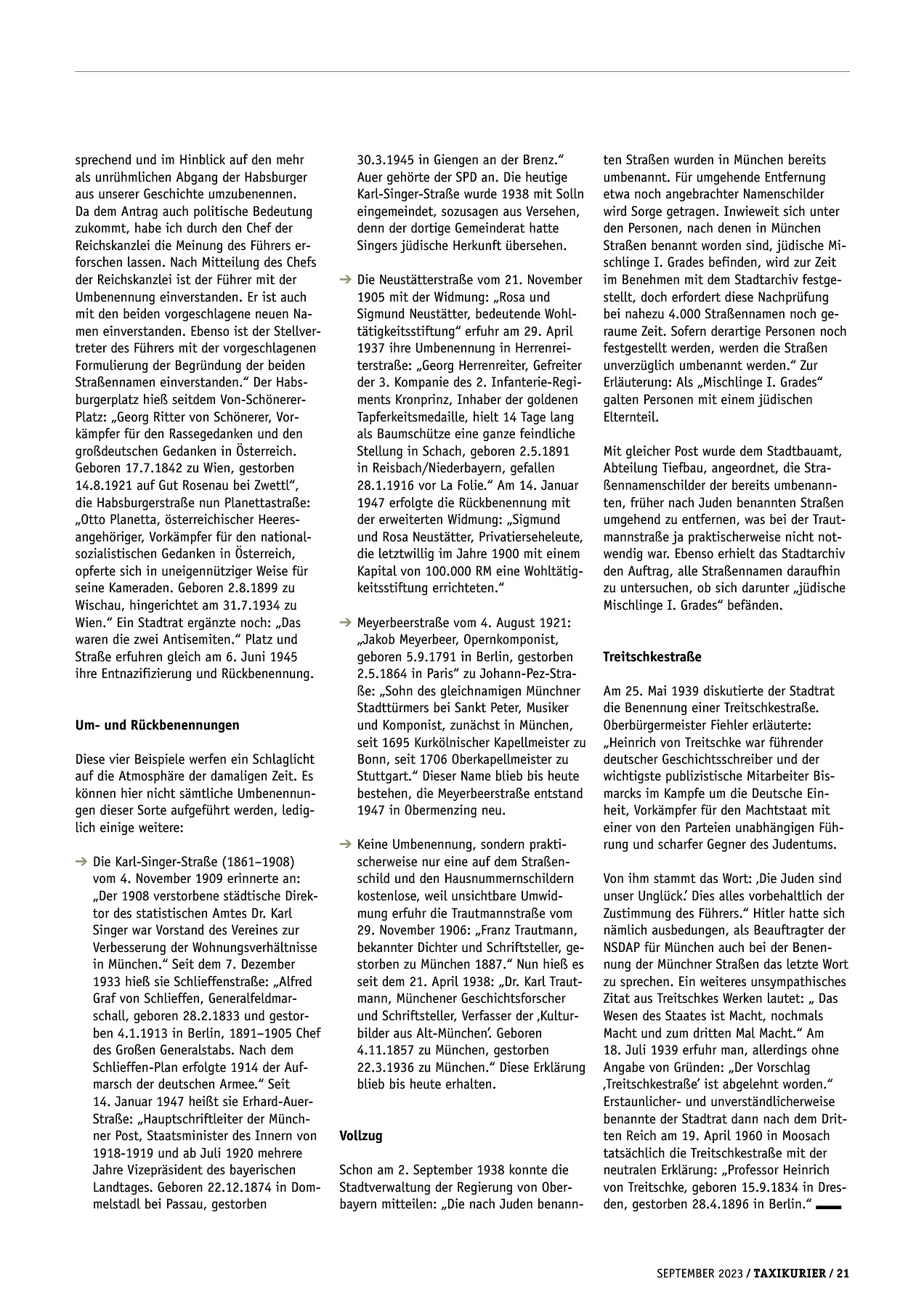 Originalseite 21 der Ausgabe Taxikurier September 2023