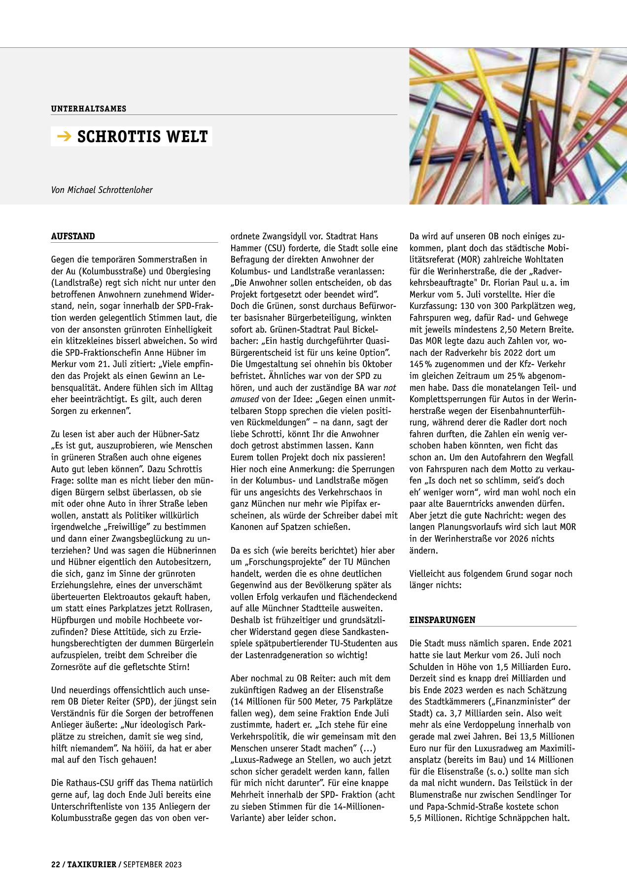 Originalseite 22 der Ausgabe Taxikurier September 2023
