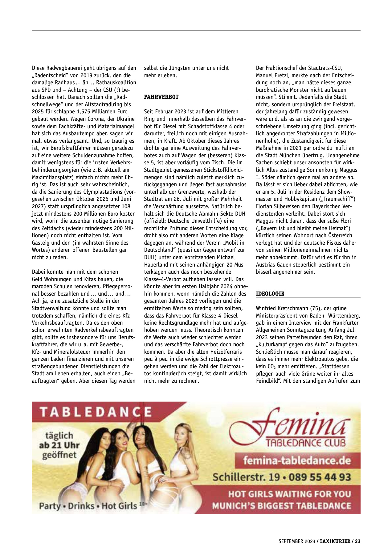 Originalseite 23 der Ausgabe Taxikurier September 2023