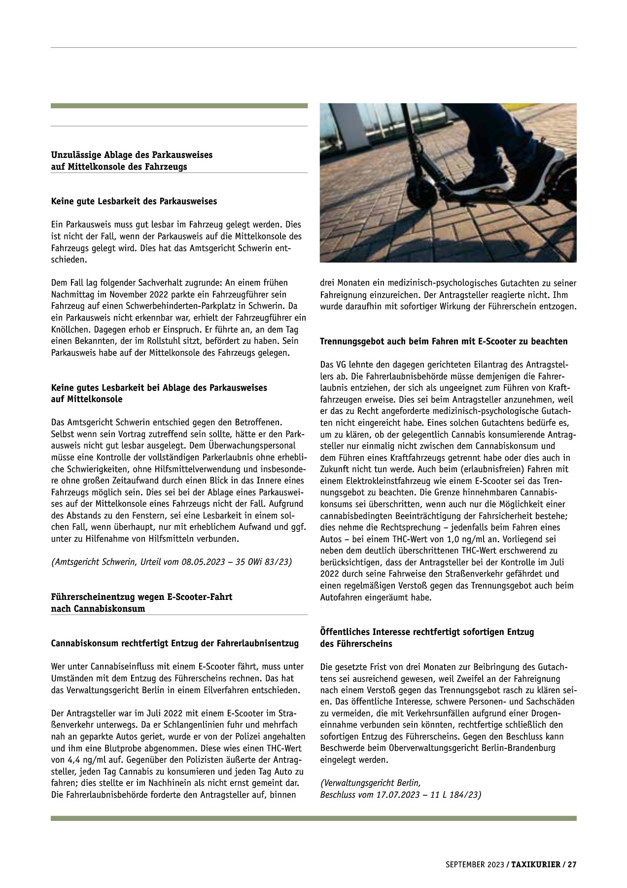 Originalseite 27 der Ausgabe Taxikurier September 2023