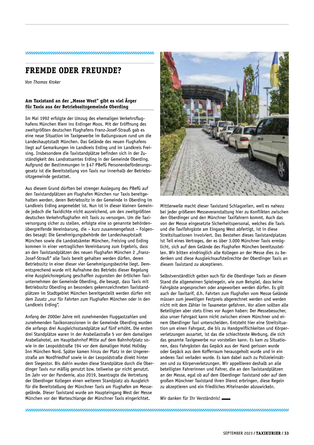Originalseite 33 der Ausgabe Taxikurier September 2023