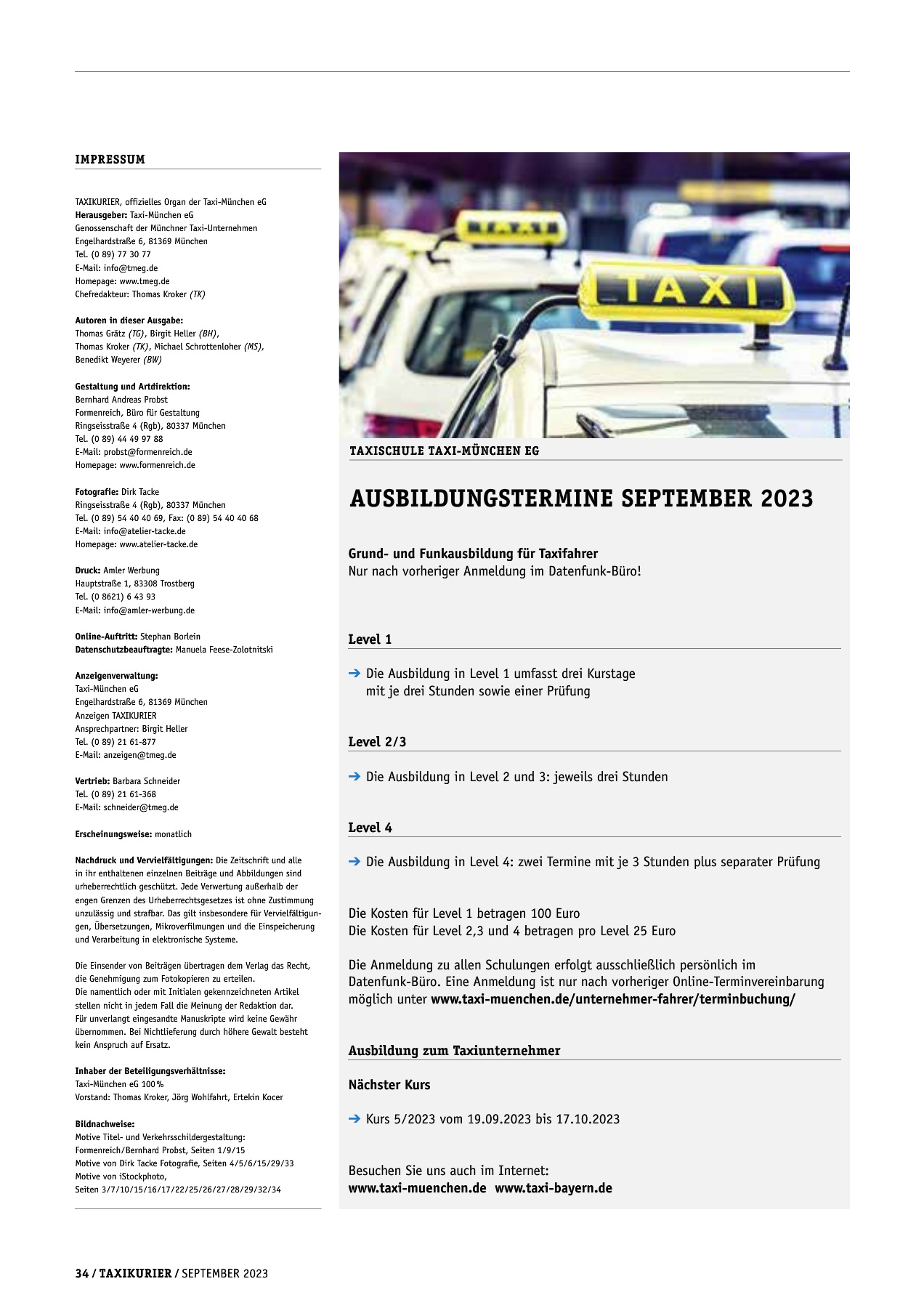 Originalseite 34 der Ausgabe Taxikurier September 2023