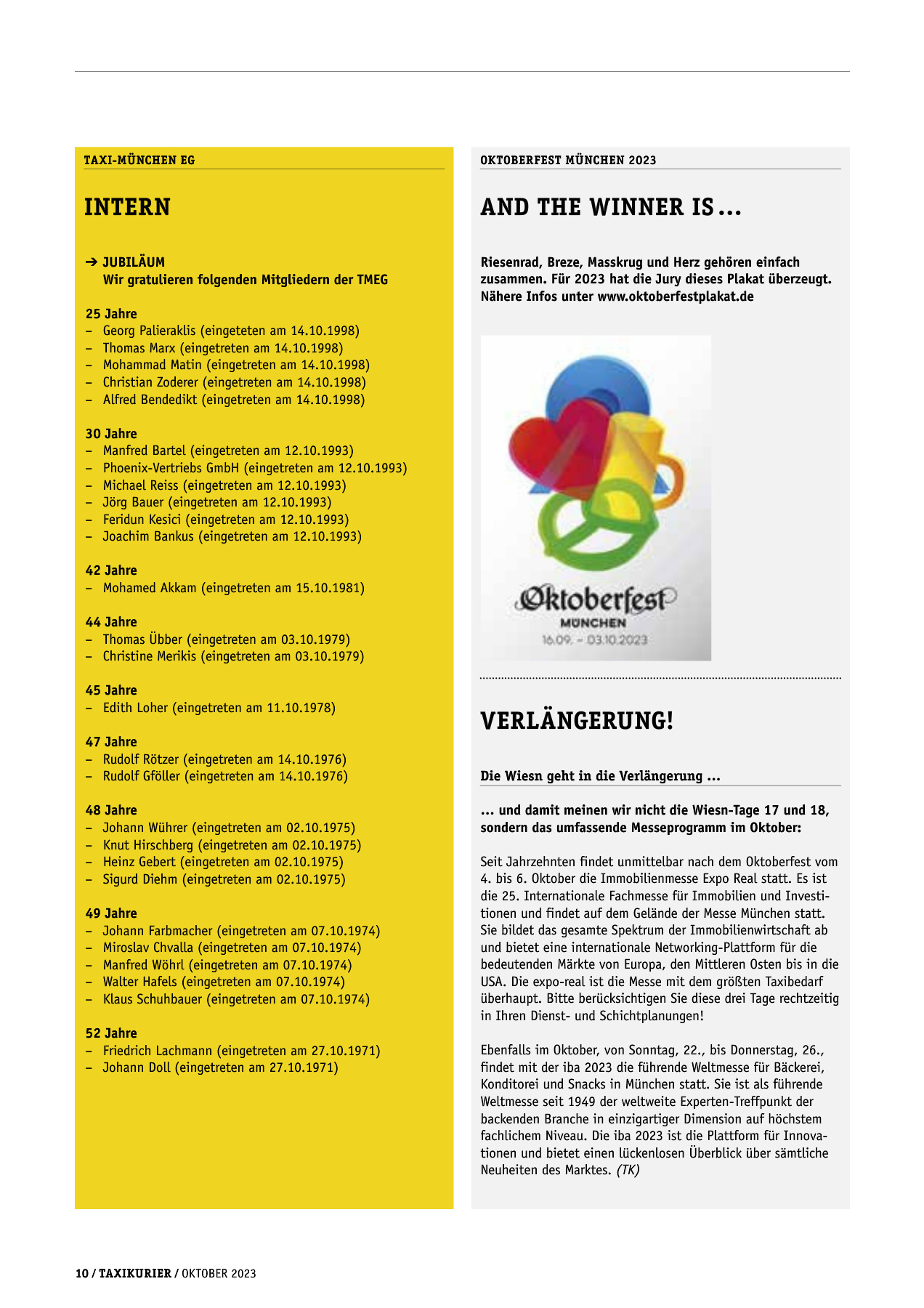 Originalseite 10 der Ausgabe Taxikurier Oktober 2023