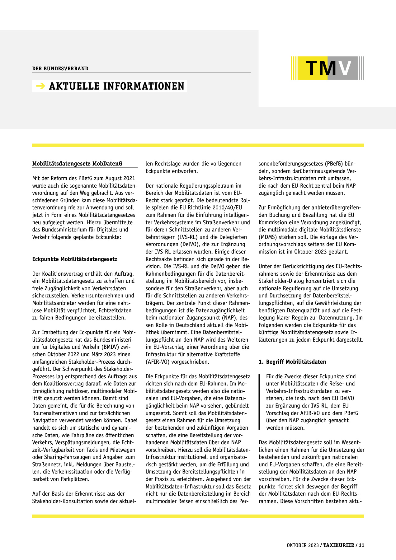 Originalseite 11 der Ausgabe Taxikurier Oktober 2023