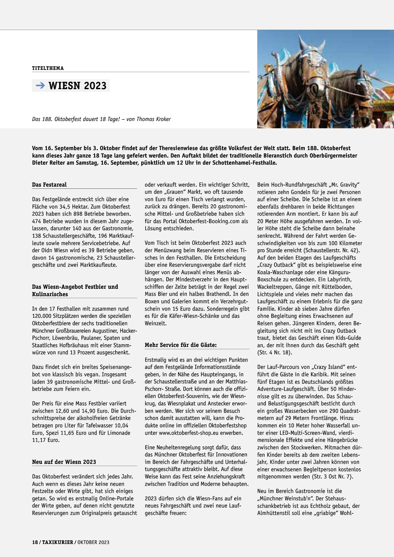 Originalseite 18 der Ausgabe Taxikurier Oktober 2023