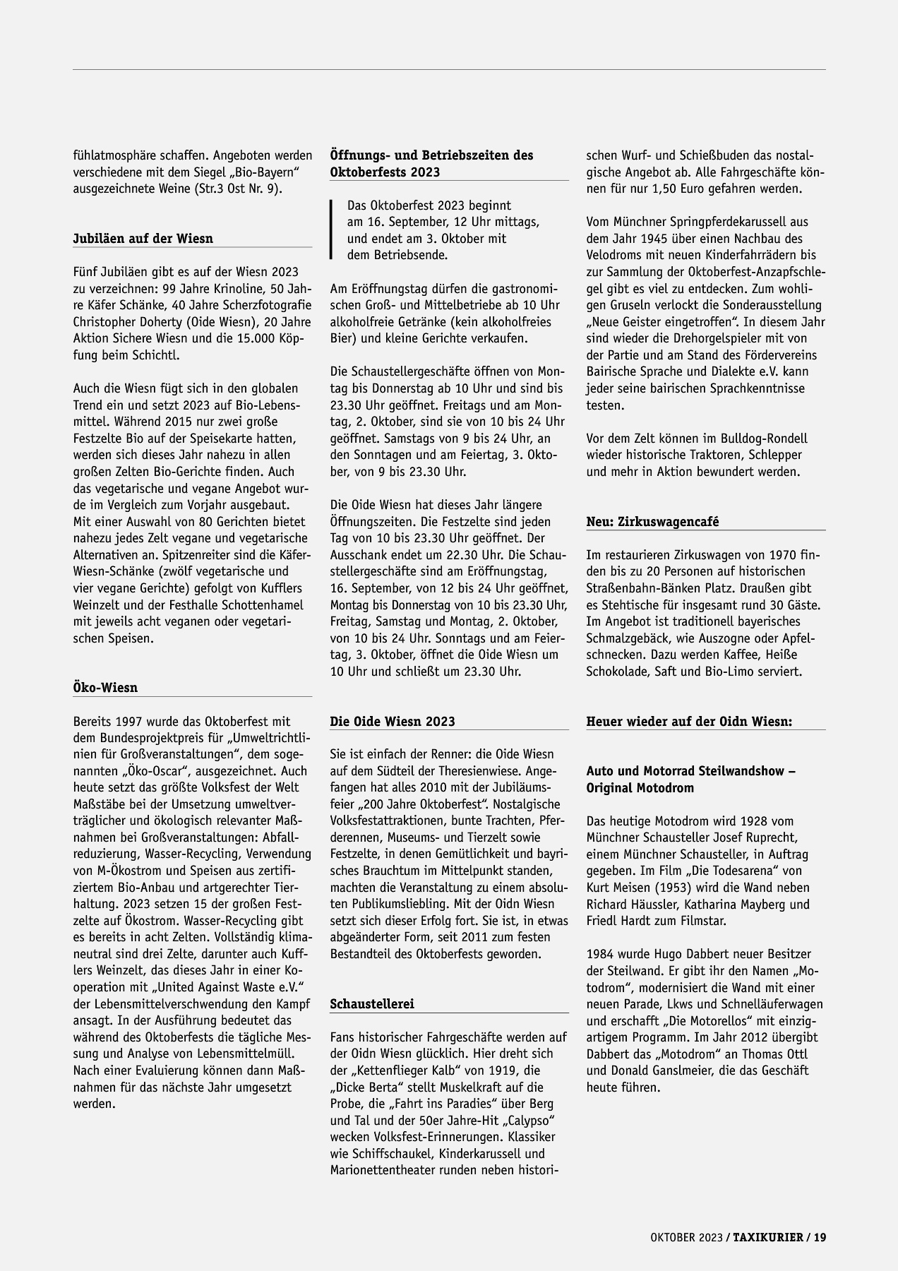 Originalseite 19 der Ausgabe Taxikurier Oktober 2023