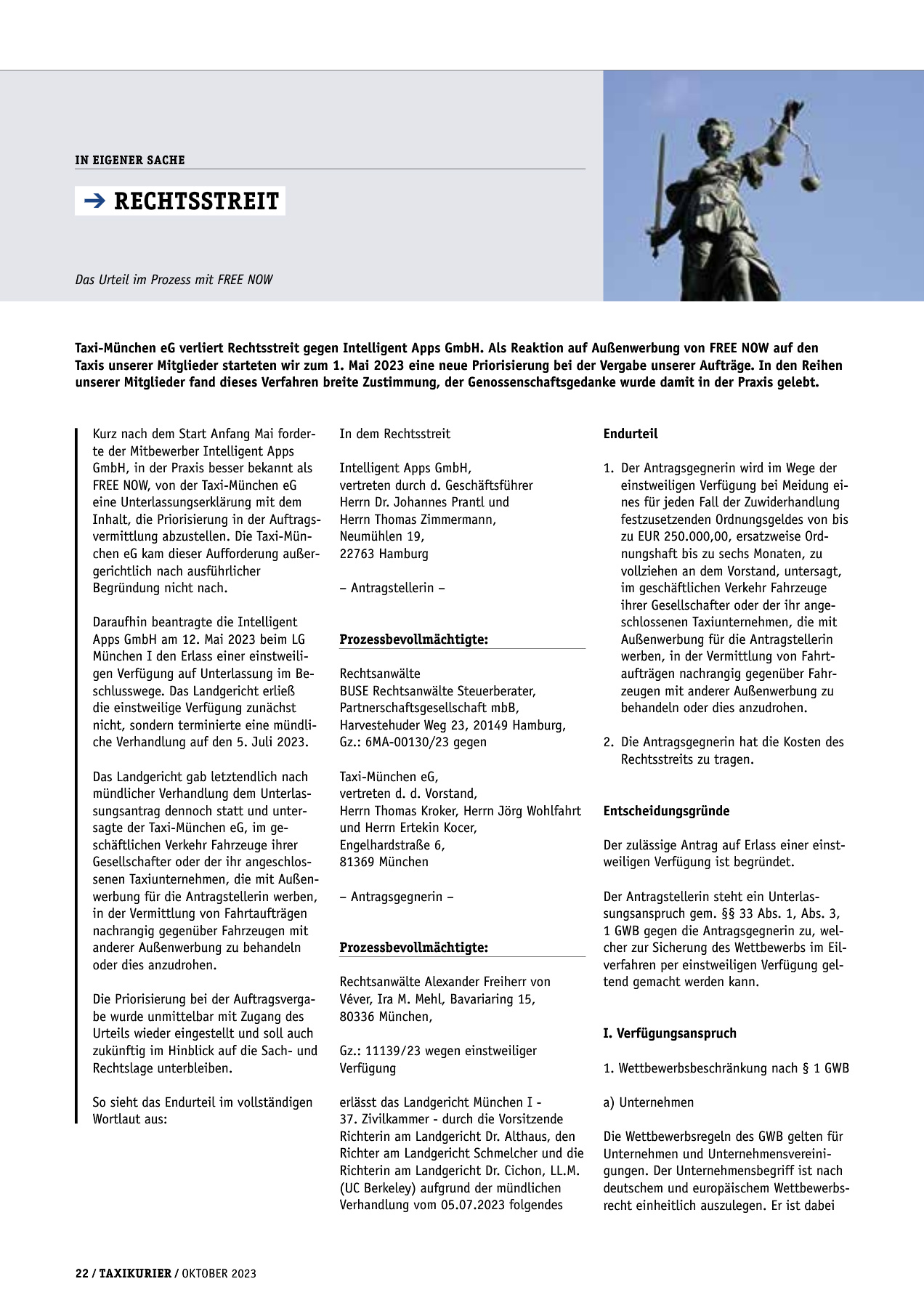 Originalseite 22 der Ausgabe Taxikurier Oktober 2023