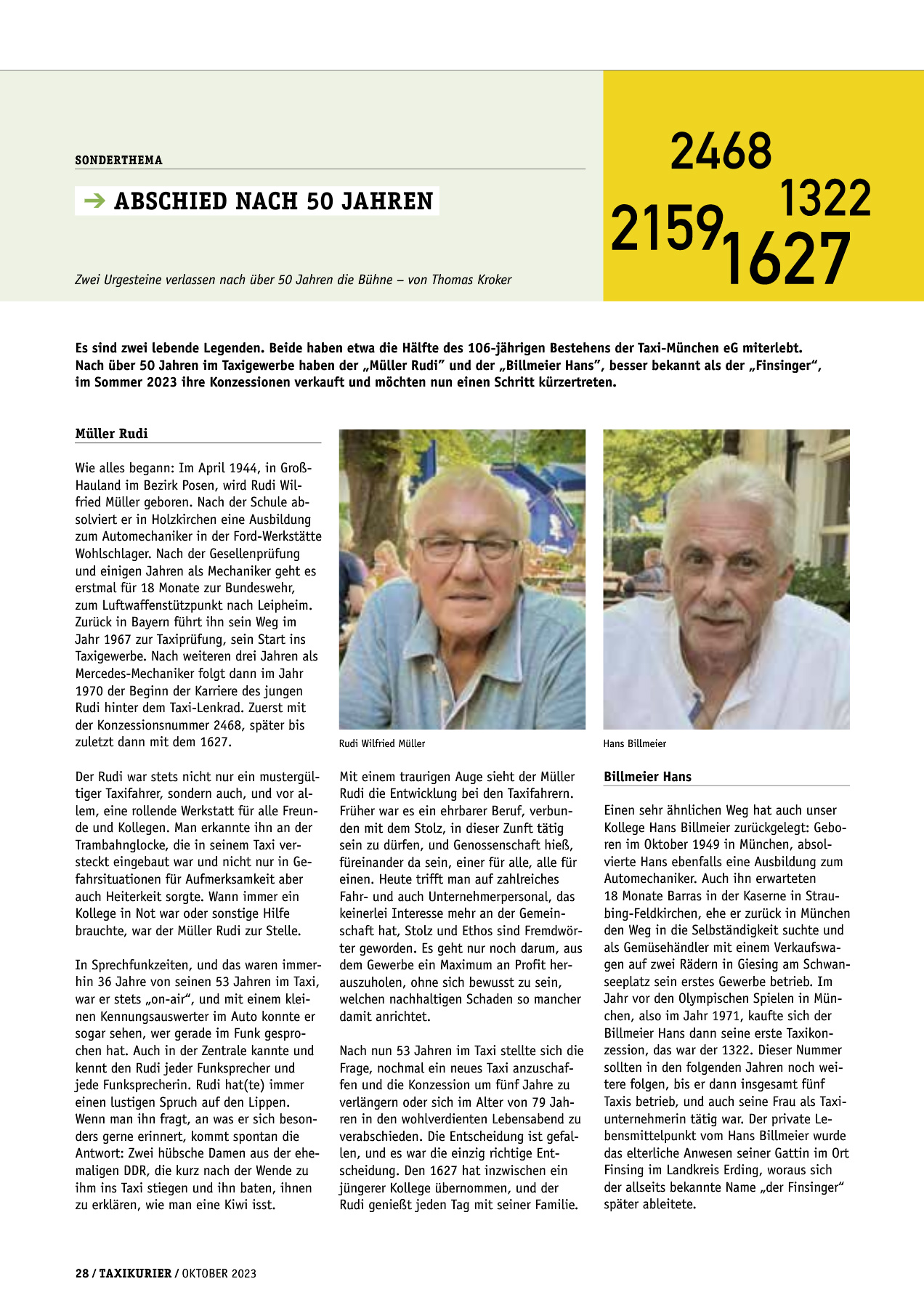 Originalseite 28 der Ausgabe Taxikurier Oktober 2023