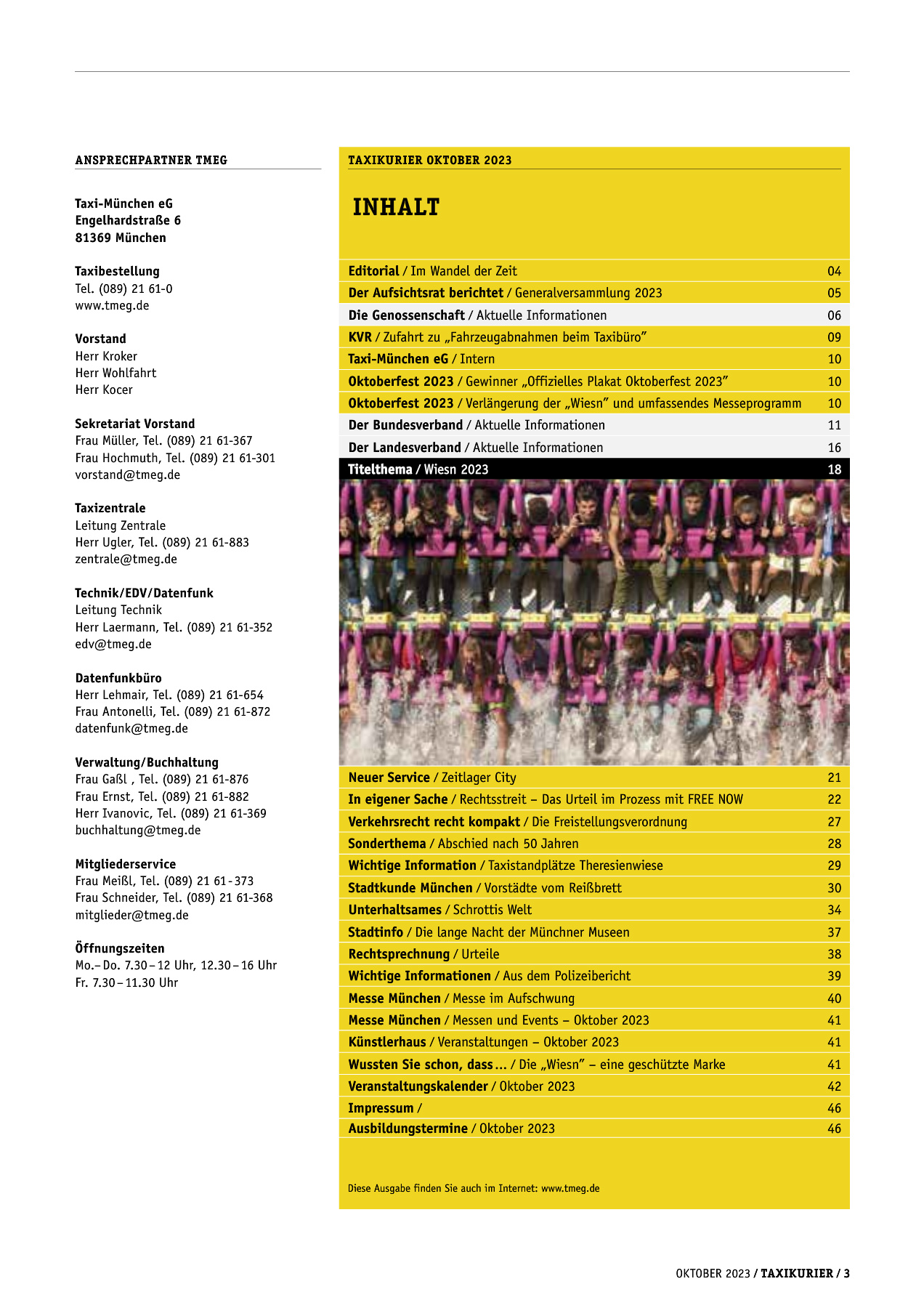 Originalseite 3 der Ausgabe Taxikurier Oktober 2023