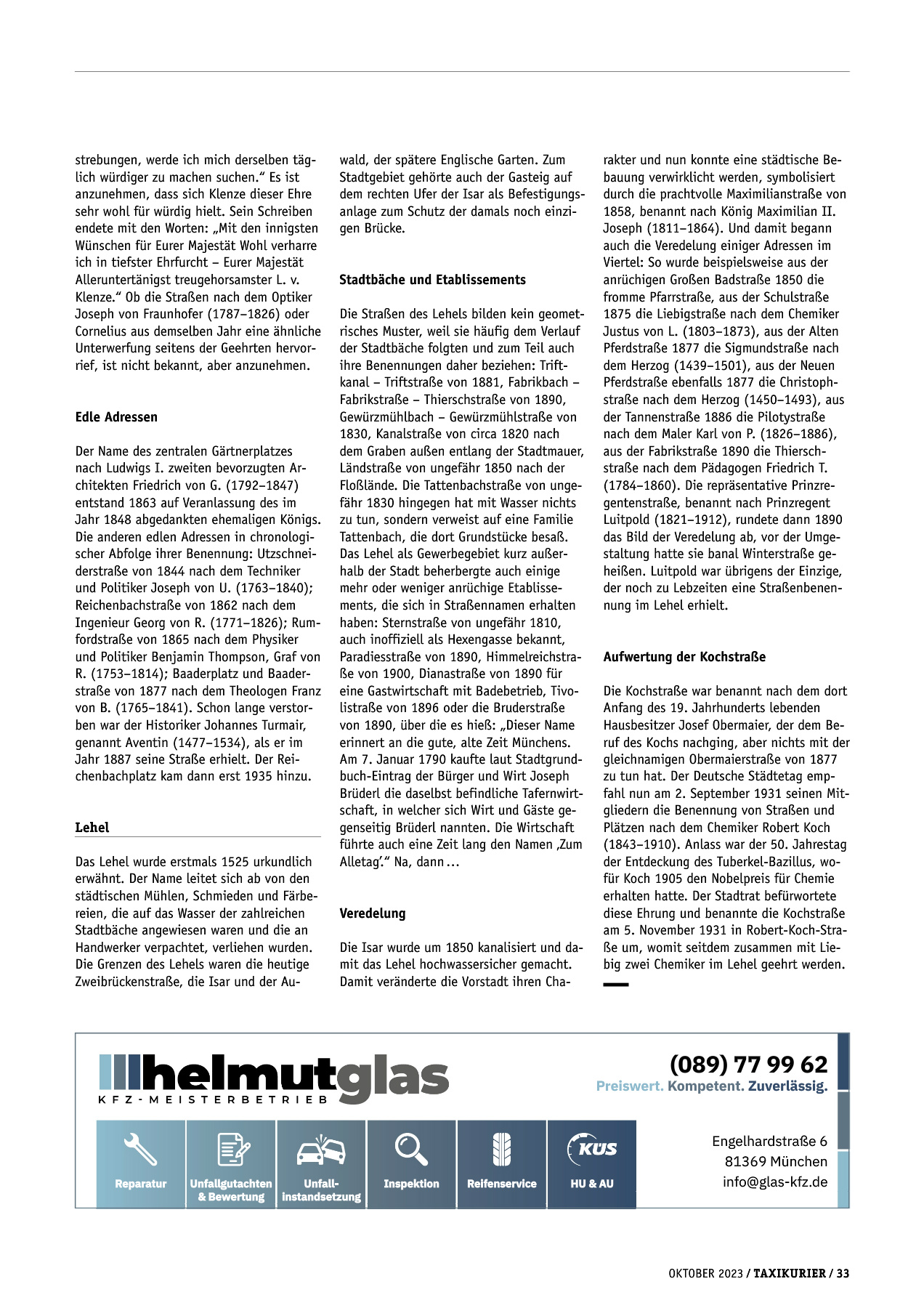 Originalseite 33 der Ausgabe Taxikurier Oktober 2023