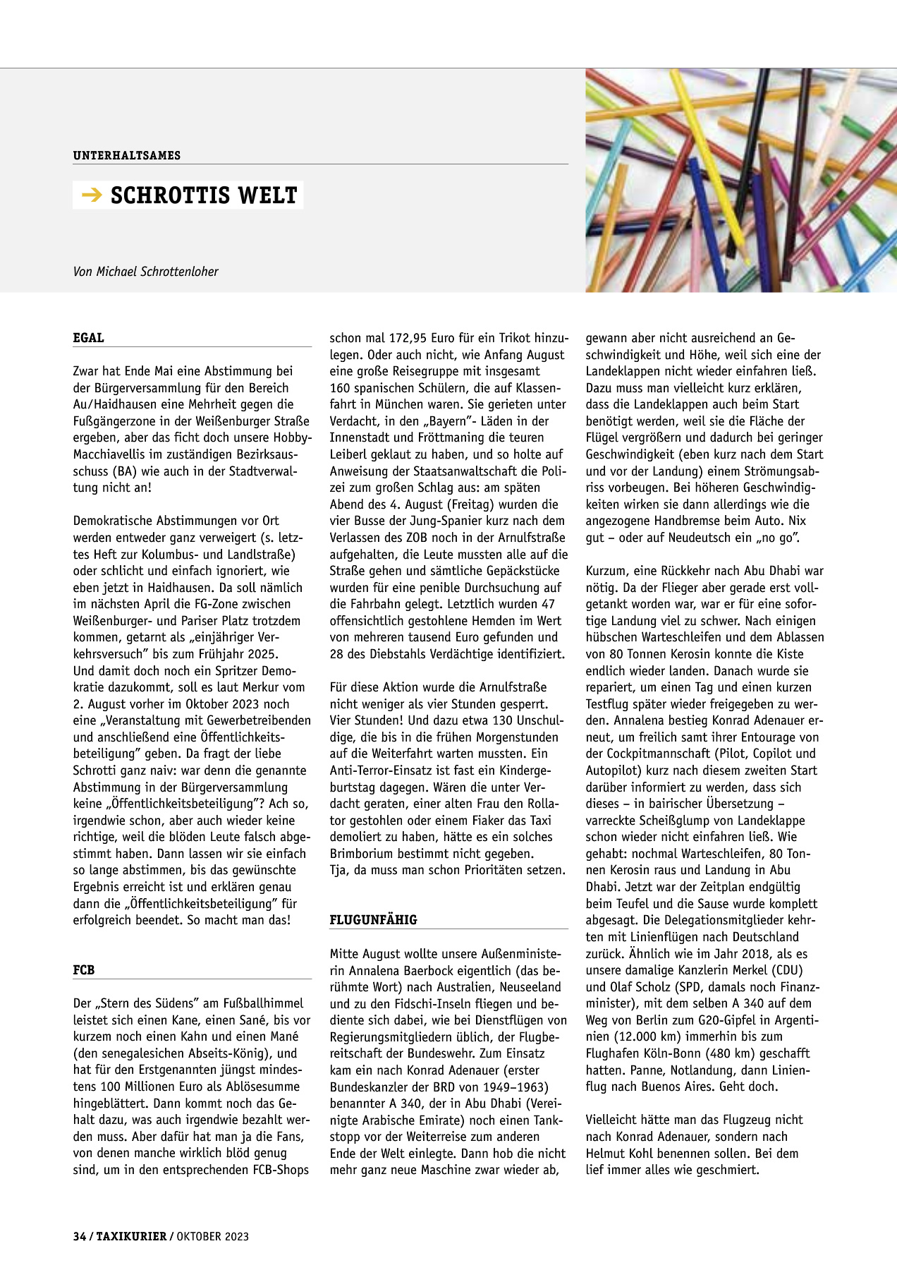 Originalseite 34 der Ausgabe Taxikurier Oktober 2023