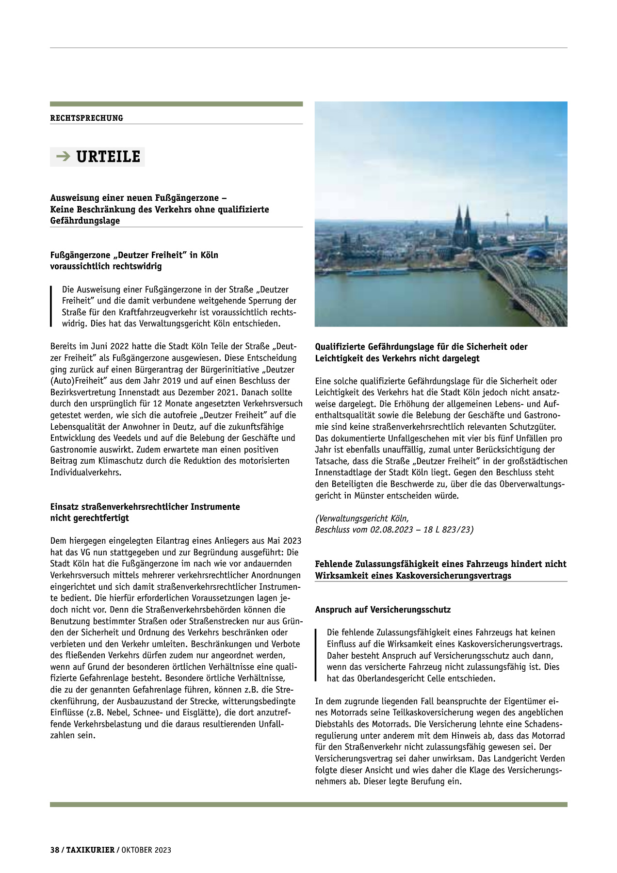Originalseite 38 der Ausgabe Taxikurier Oktober 2023