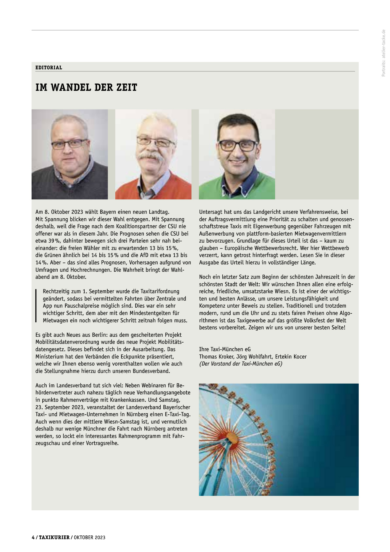 Originalseite 4 der Ausgabe Taxikurier Oktober 2023