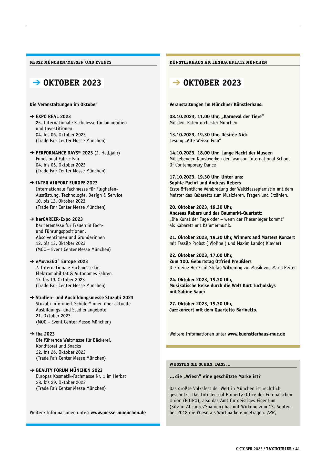 Originalseite 41 der Ausgabe Taxikurier Oktober 2023