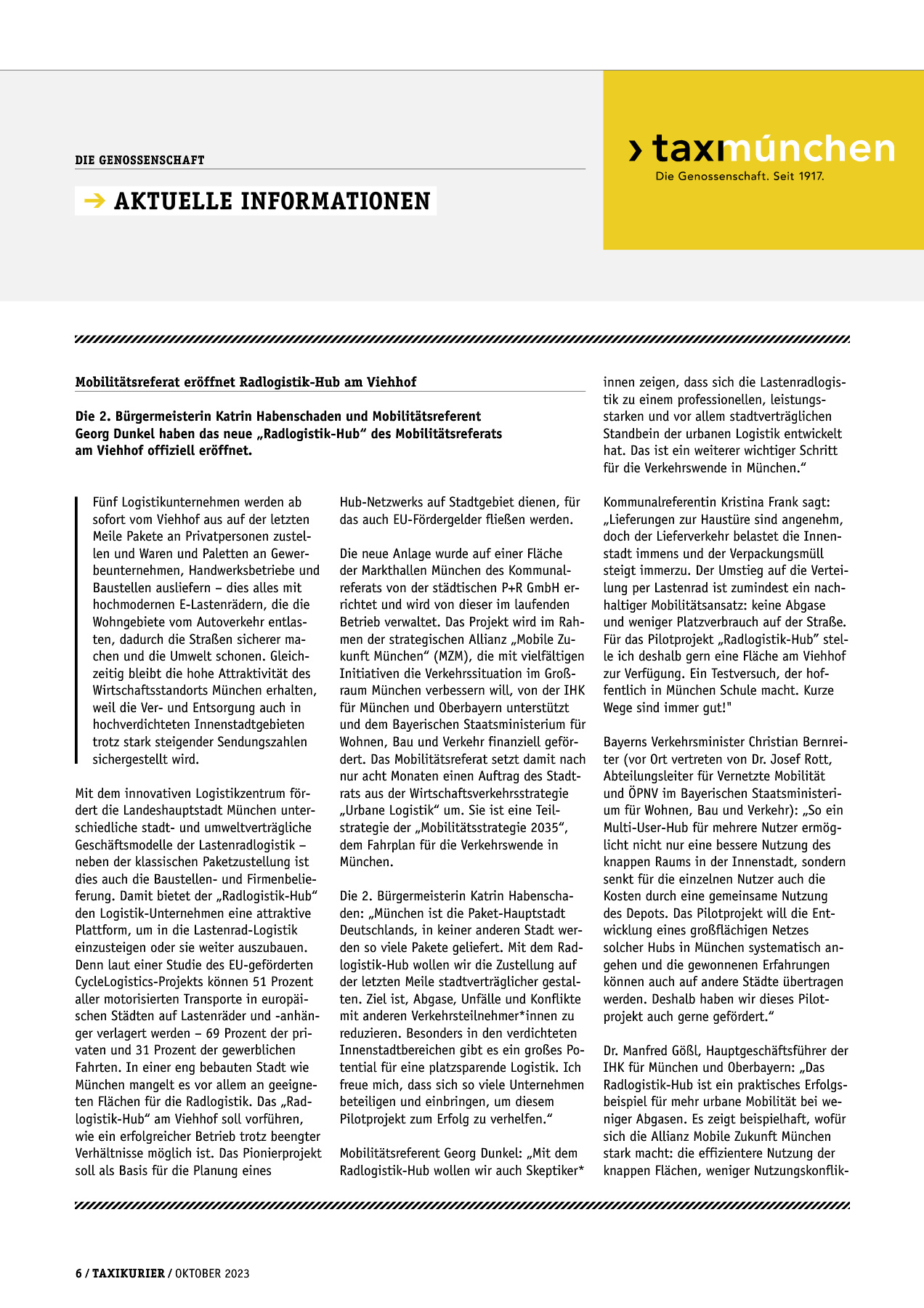 Originalseite 6 der Ausgabe Taxikurier Oktober 2023