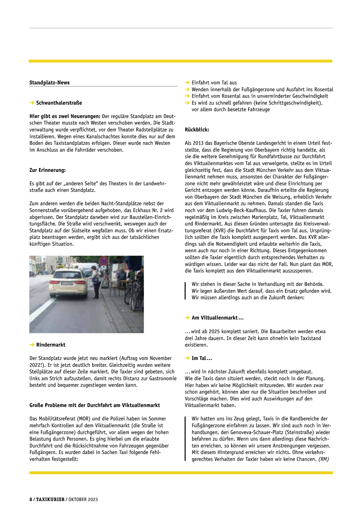 Originalseite 8 der Ausgabe Taxikurier Oktober 2023