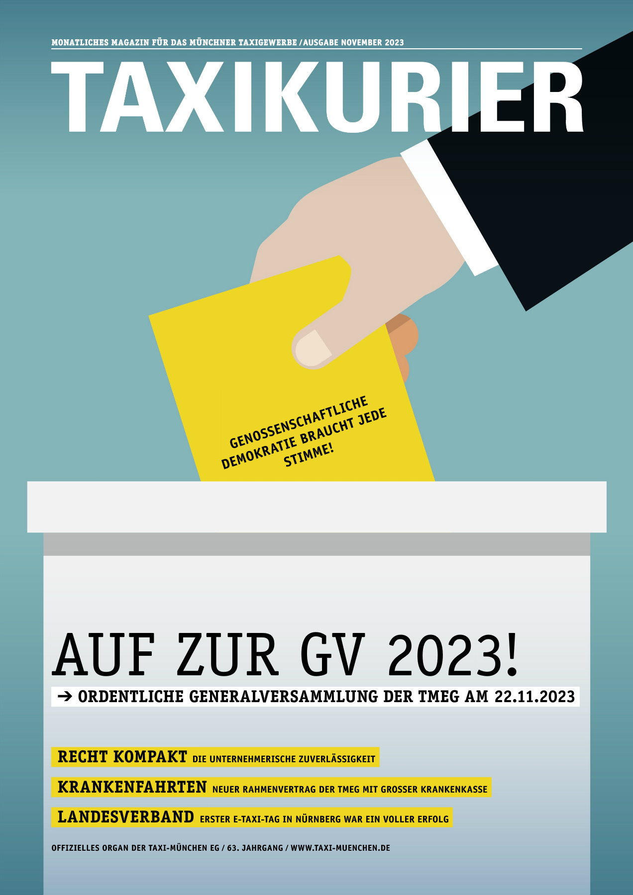 Originalseite 1 der Ausgabe Taxikurier November 2023