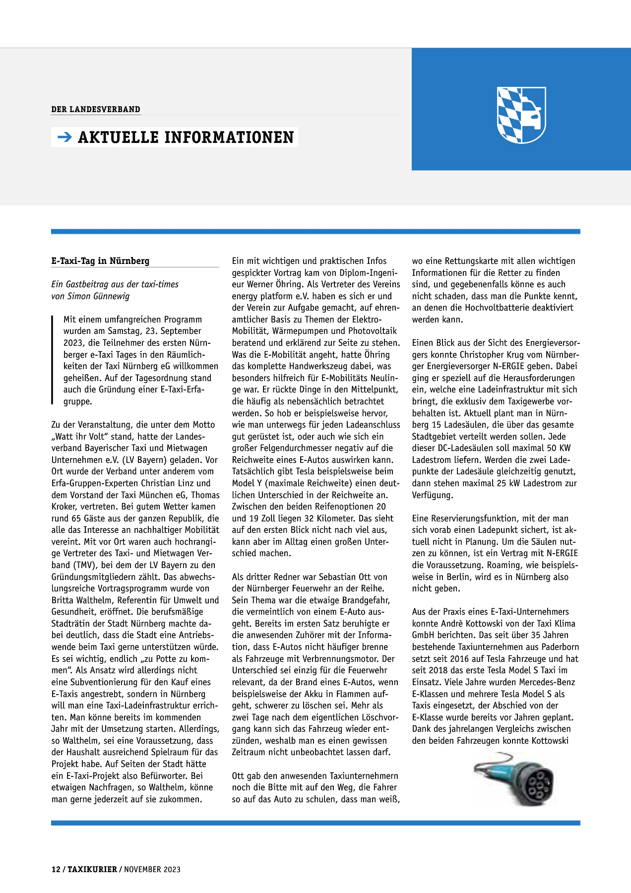 Originalseite 12 der Ausgabe Taxikurier November 2023
