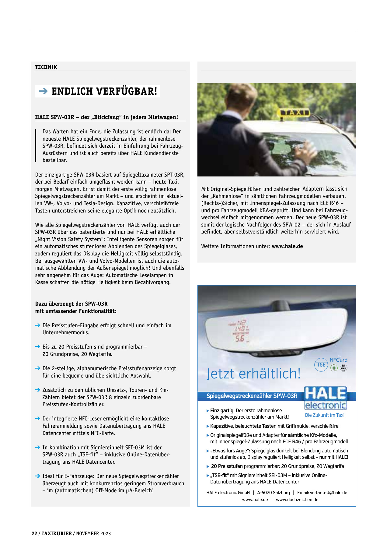 Originalseite 22 der Ausgabe Taxikurier November 2023