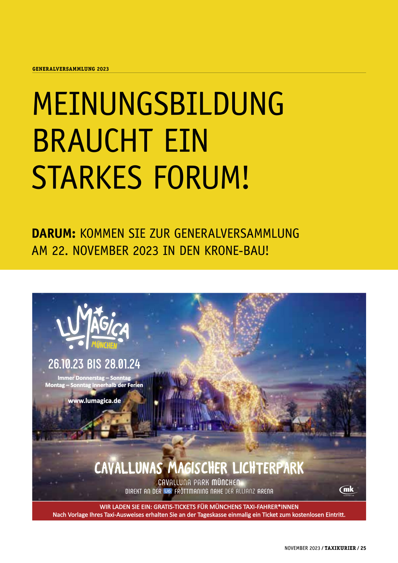 Originalseite 25 der Ausgabe Taxikurier November 2023