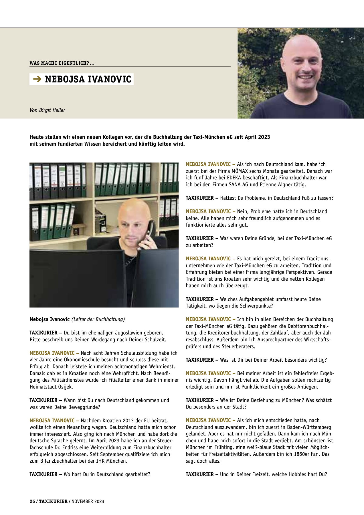 Originalseite 26 der Ausgabe Taxikurier November 2023
