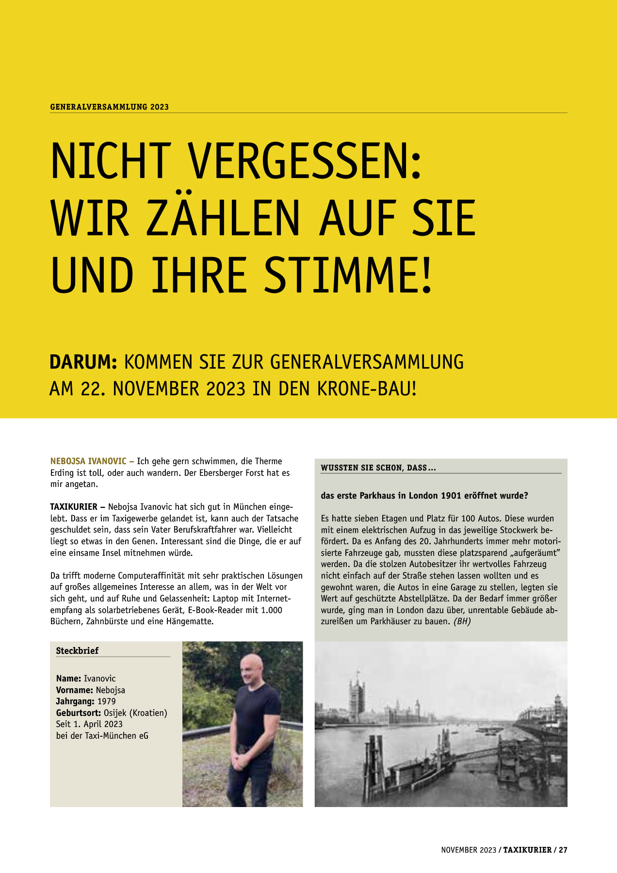 Originalseite 27 der Ausgabe Taxikurier November 2023