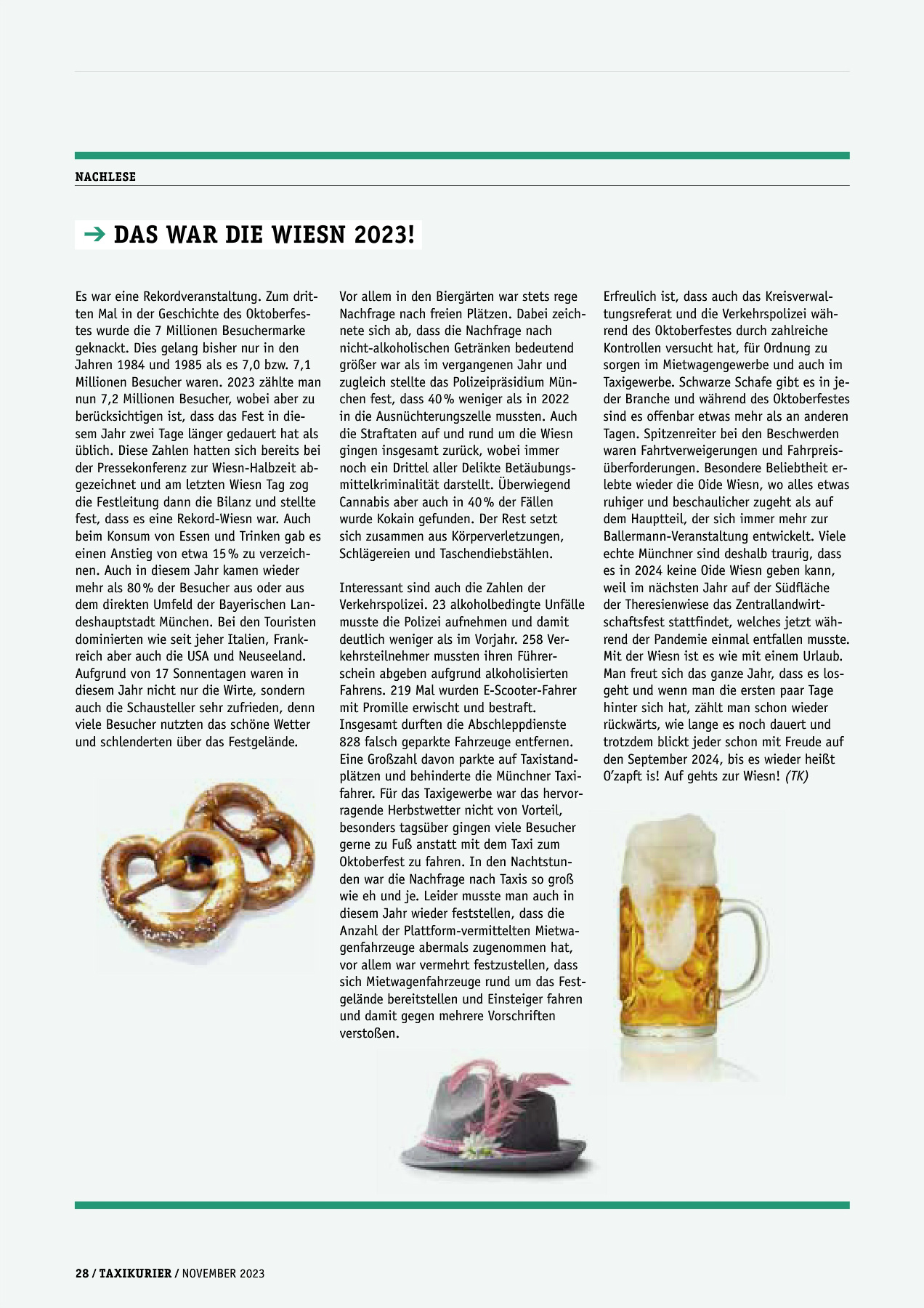 Originalseite 28 der Ausgabe Taxikurier November 2023