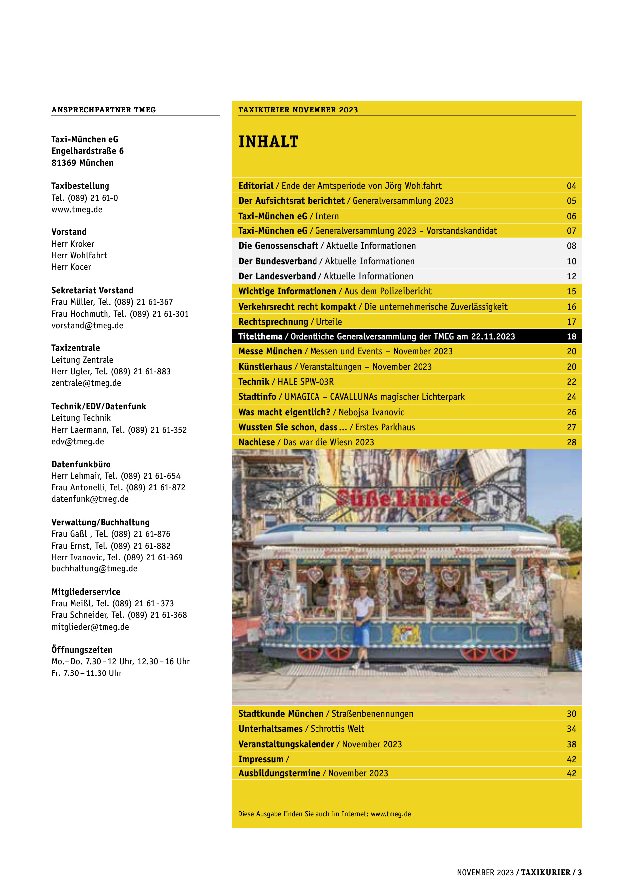 Originalseite 3 der Ausgabe Taxikurier November 2023