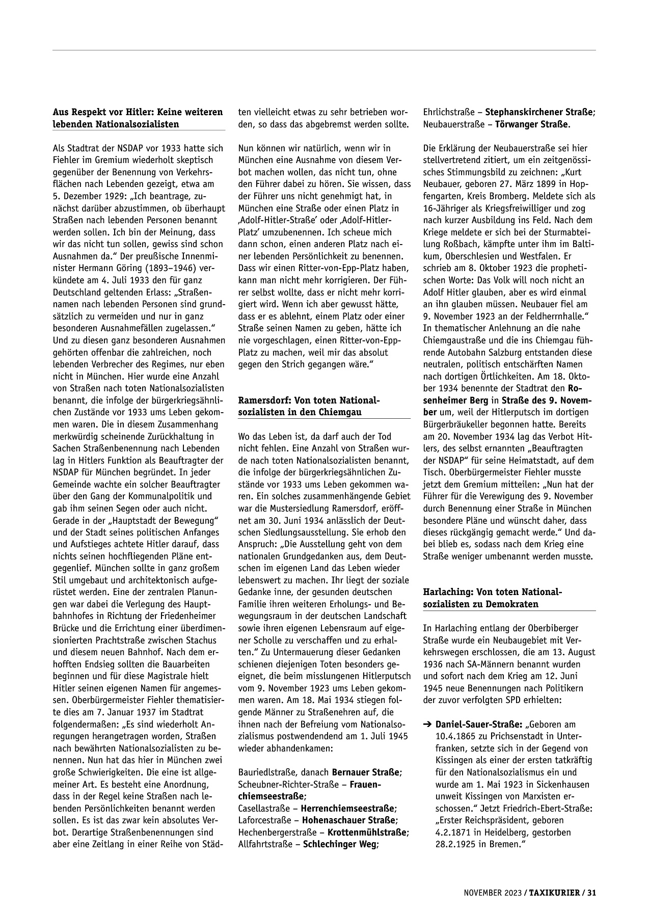 Originalseite 31 der Ausgabe Taxikurier November 2023