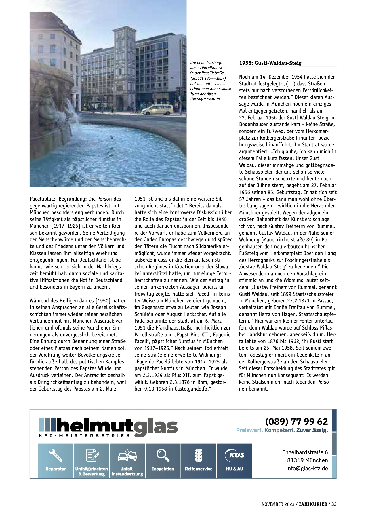 Originalseite 33 der Ausgabe Taxikurier November 2023