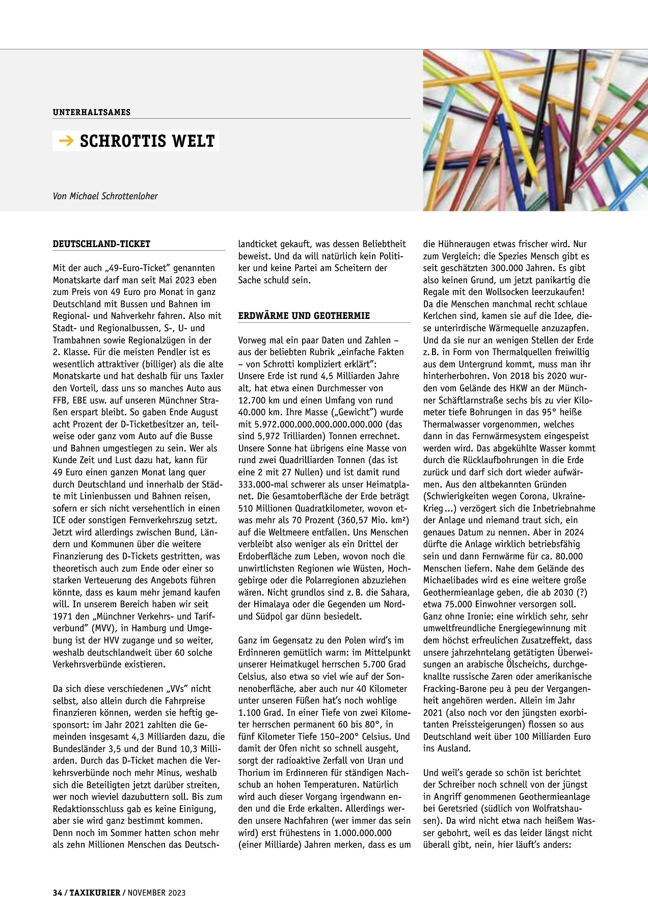 Originalseite 34 der Ausgabe Taxikurier November 2023
