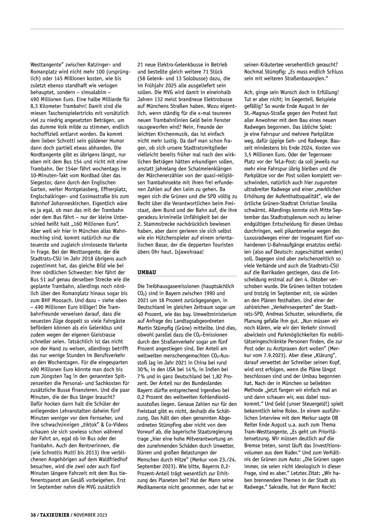 Originalseite 36 der Ausgabe Taxikurier November 2023