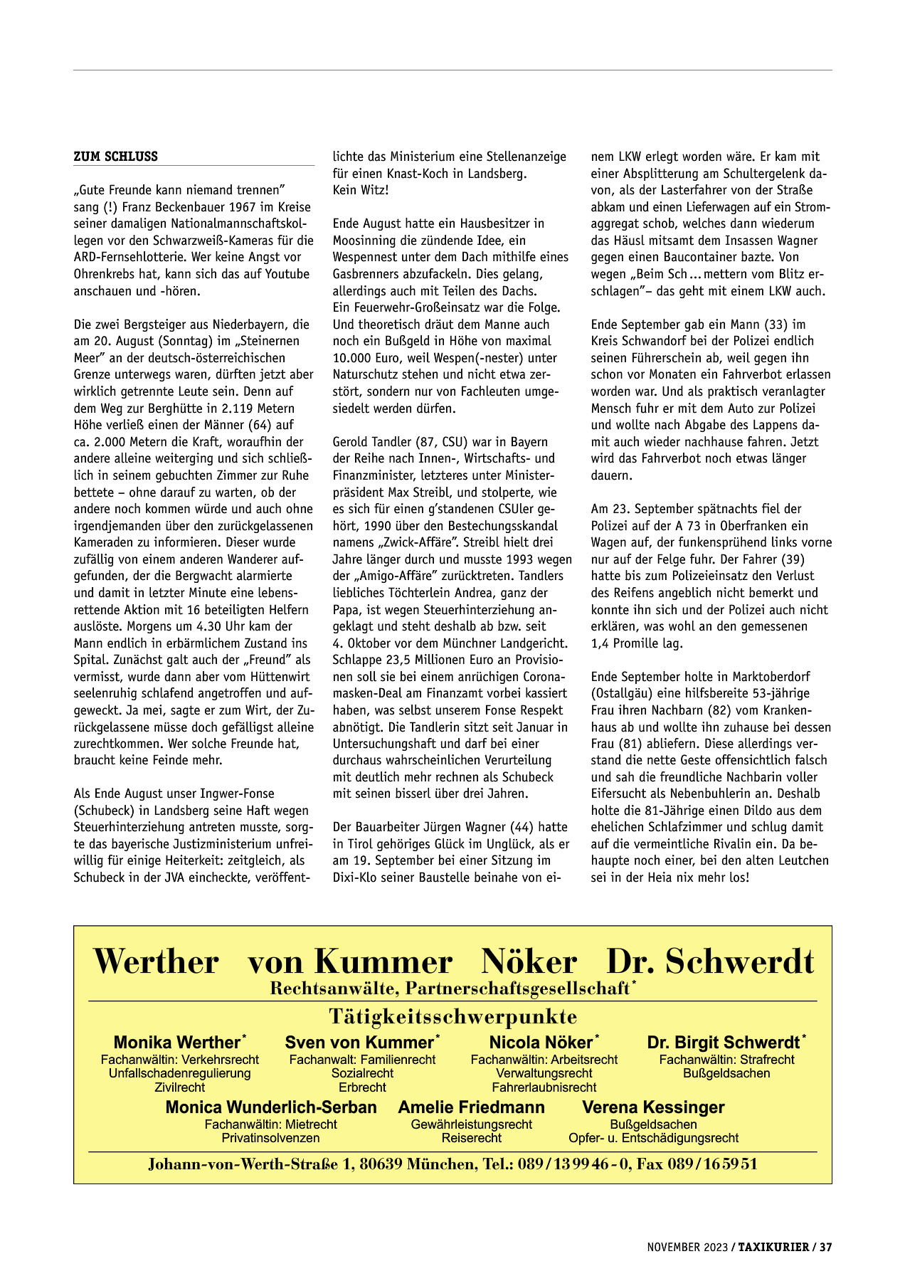 Originalseite 37 der Ausgabe Taxikurier November 2023