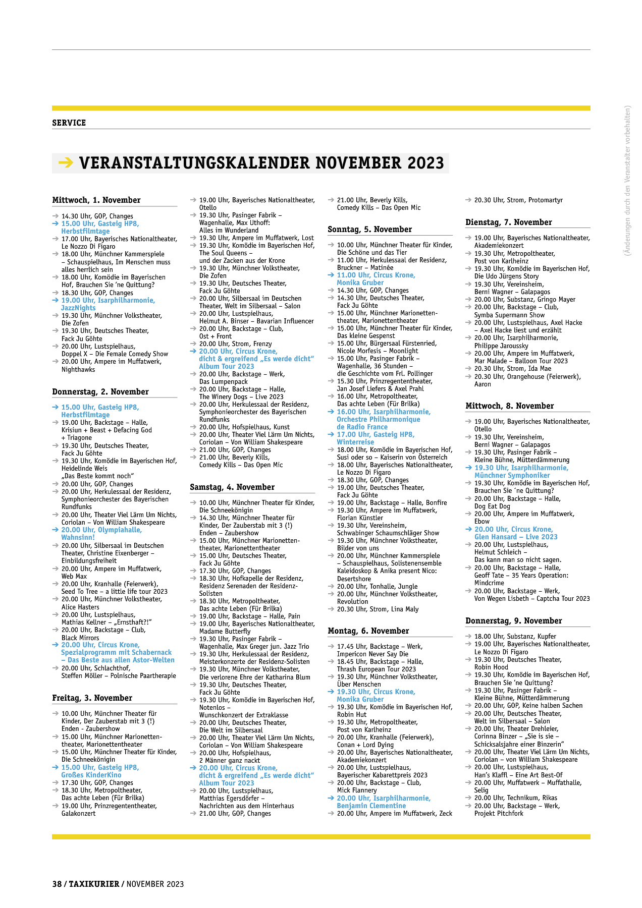 Originalseite 38 der Ausgabe Taxikurier November 2023
