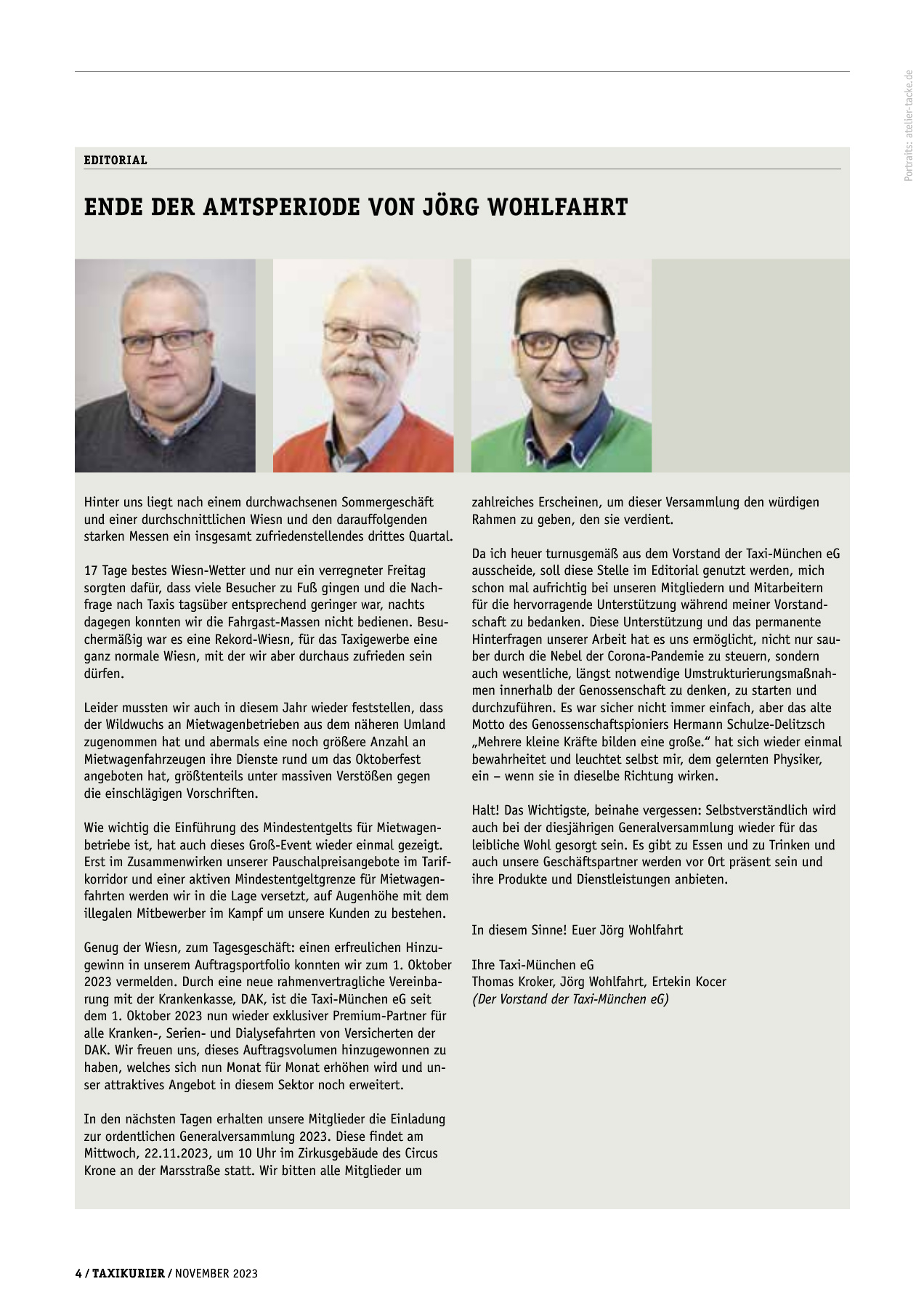 Originalseite 4 der Ausgabe Taxikurier November 2023