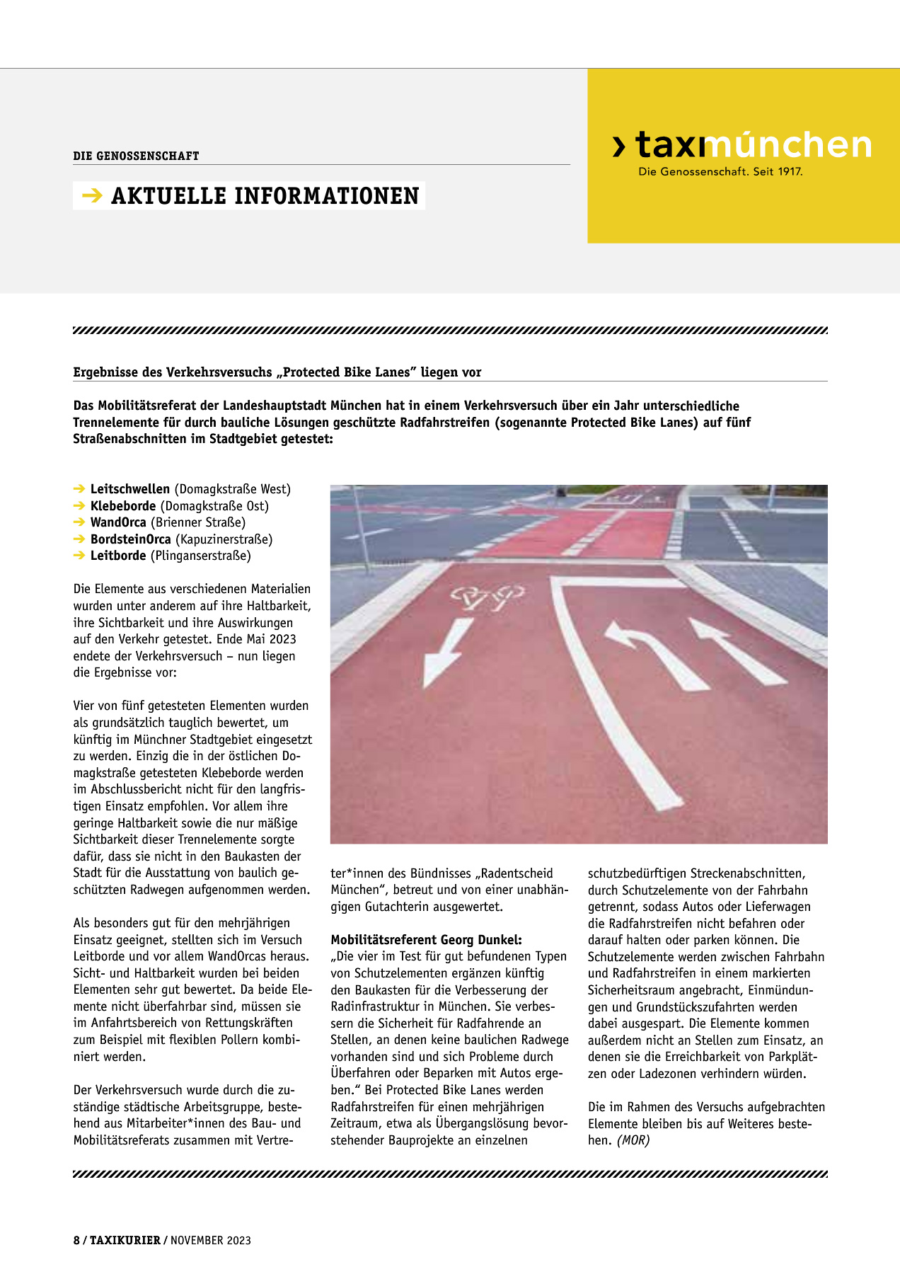 Originalseite 8 der Ausgabe Taxikurier November 2023