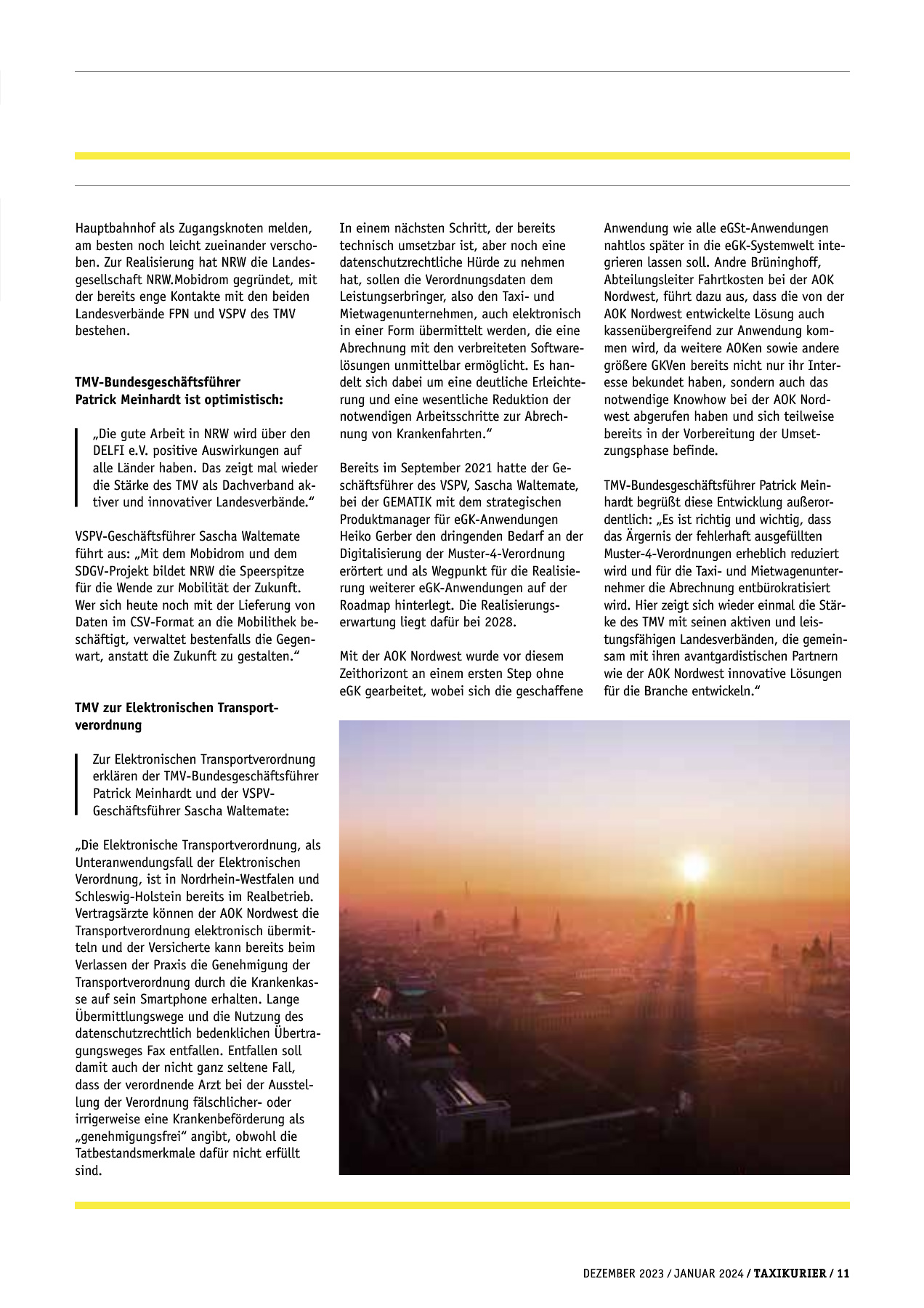 Originalseite 11 der Ausgabe Taxikurier Dezember 2023 und Januar 2024